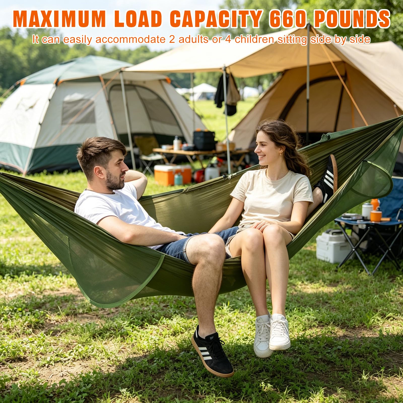 Ultra-Light Reisecamping Hängematte Moskitonetz Hängematte, 300 kg Tragkraft, atmungsaktiv Schnelltrocknendes Fallschirm-Nylon, 290 x 140 cm