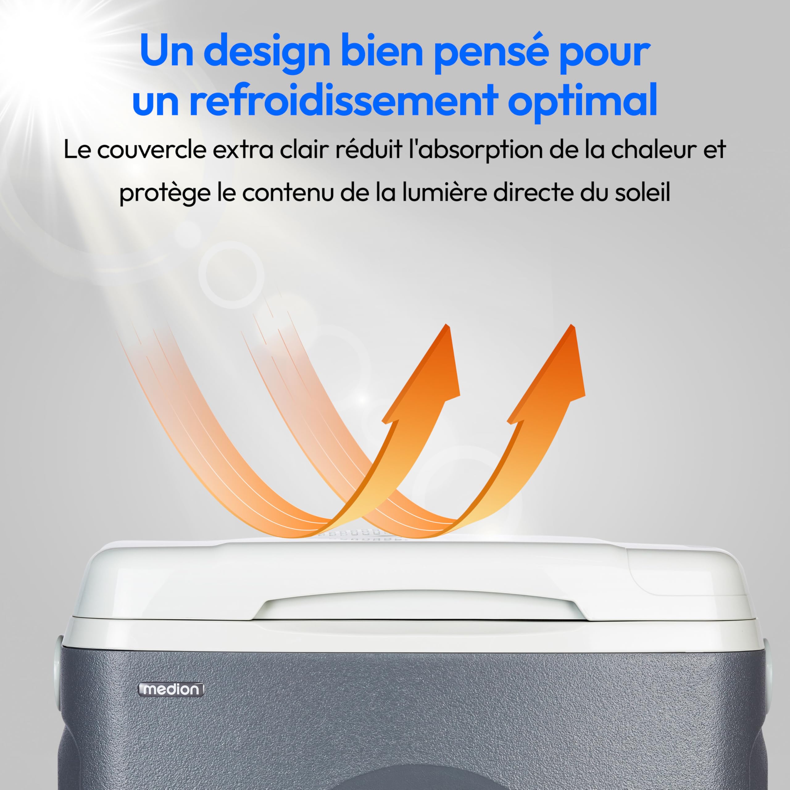 MEDION Glaciere Electrique Portable (25 L, Fonction Refroidissement et Maintien au Chaud, Alimentation 12 V Allume-Cigare, 230 V Secteur, USB, pour Voiture, Bateau et Camping, MD10735) Gris