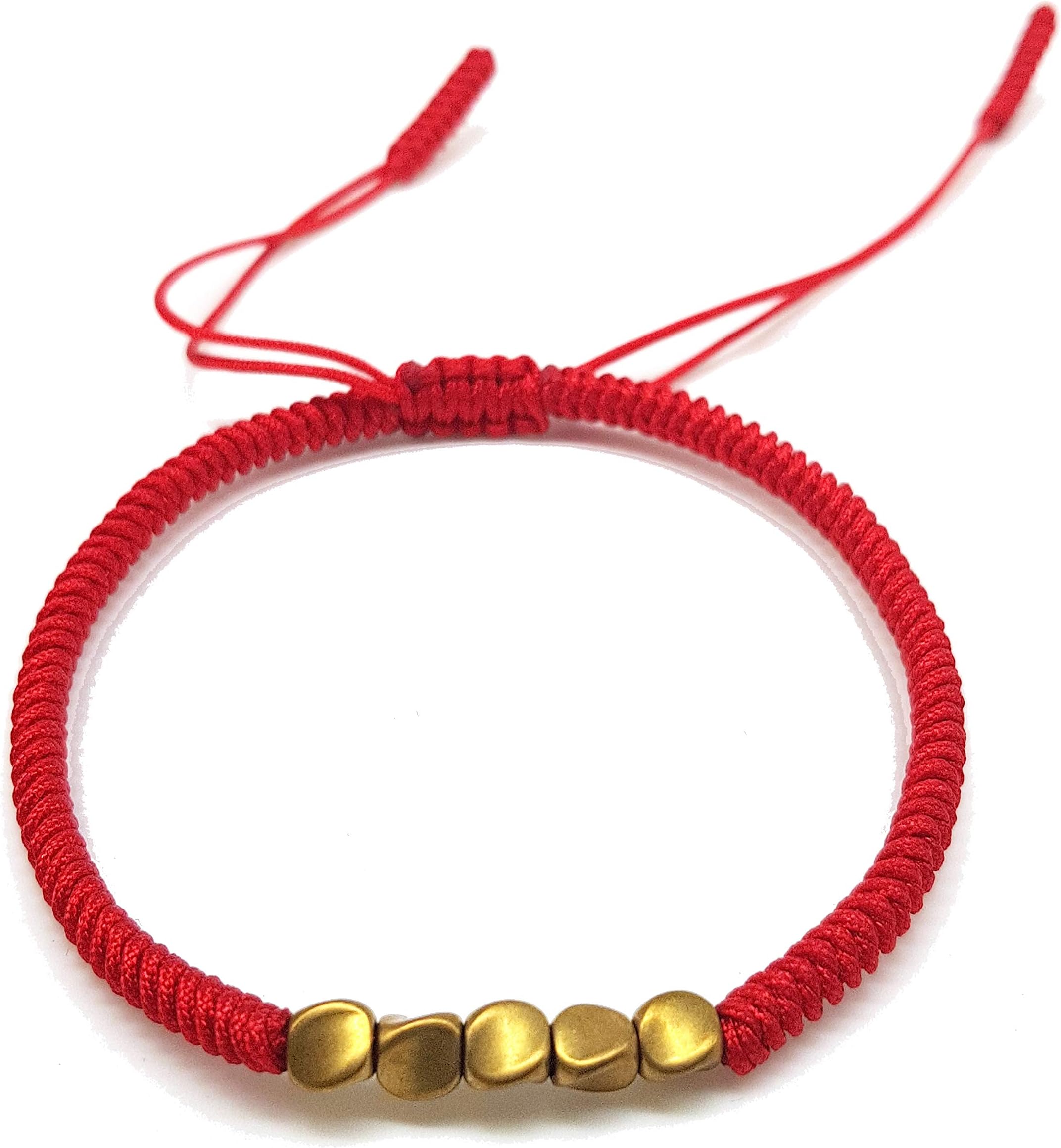 Original Handmade Bracelet Copper Tibetan Bracelet Bead Lucky Rope Bracelet Bangles For Women Men Wax Thread Bracelets with Red Color and Gift Box by LaMi Handmade
