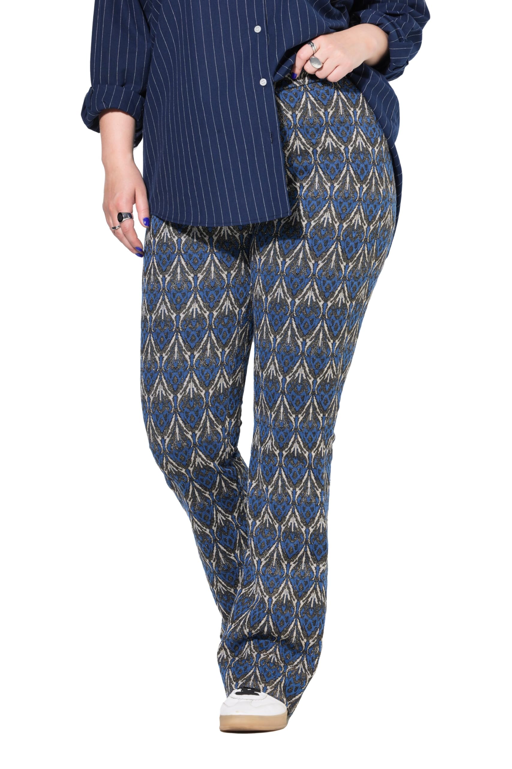 Studio Untold Damen große Größen Übergrößen Plus Size Schlaghose, Flared Legs, Jacquardmuster, Glitzer 842441