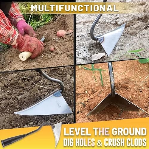 Miniatura 2 de Azada de arado triangular de acero endurecido, para granja, jardín, excavación, aflojamiento, zanja, herramienta de mano duradera y eficaz en acero