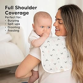 5-Pack Muslin Burp Cloths Baby Boy, Girl - Very Absorbent Baby Burp Cloth Rags, 8-Layers Viscose Derived from Bamboo Cotton Muslin Towel, Super Soft Spit Up Rags, No Shrink Washcloths (Marine Muse)