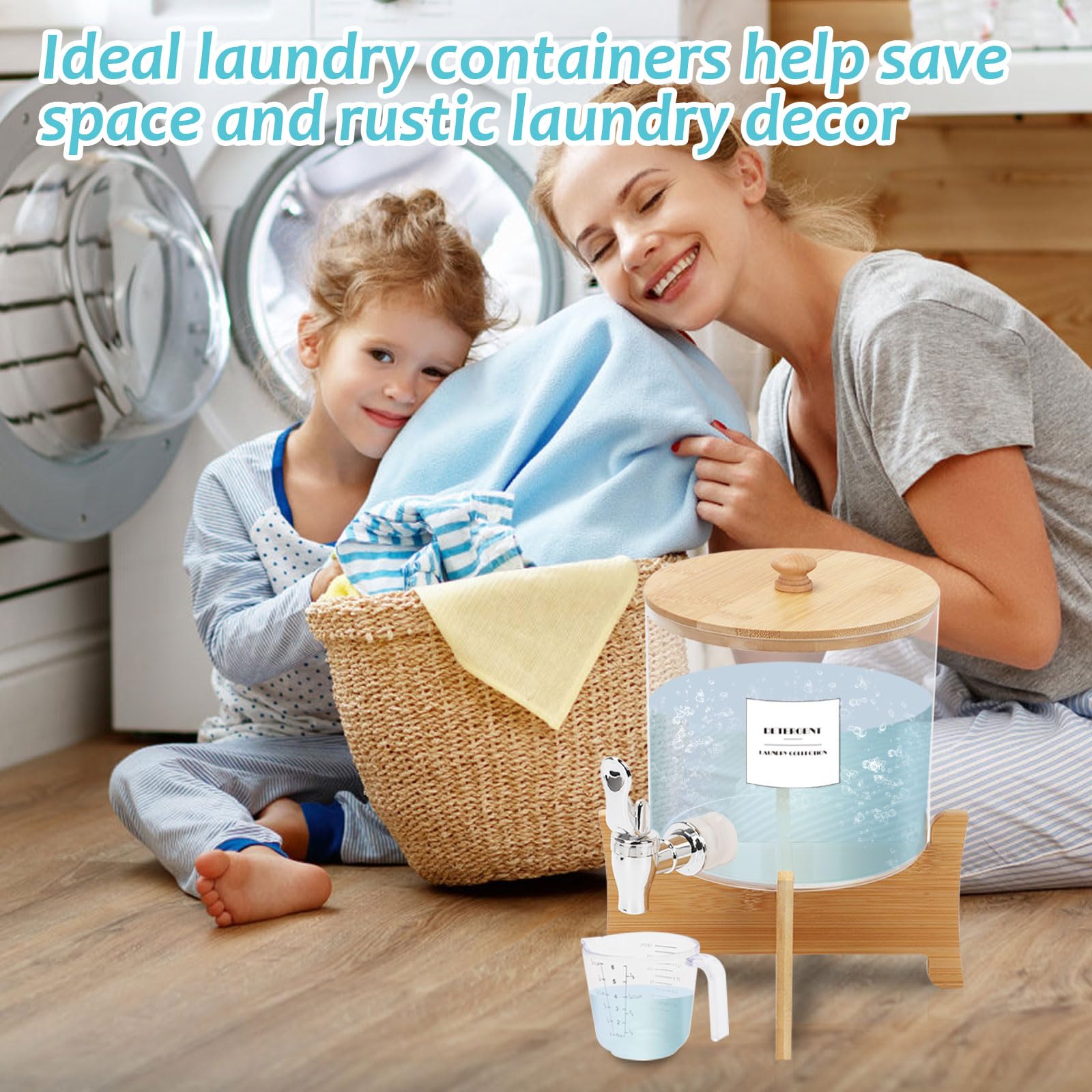 mumisuto 2500ML Dispenser Detersivo Lavatrice con Misurino E Rubinetto, Contenitore Detersivo Polvere, Dosatore Detersivo Lavatrice per Bombe da Bagno, Cialde per Bucato
