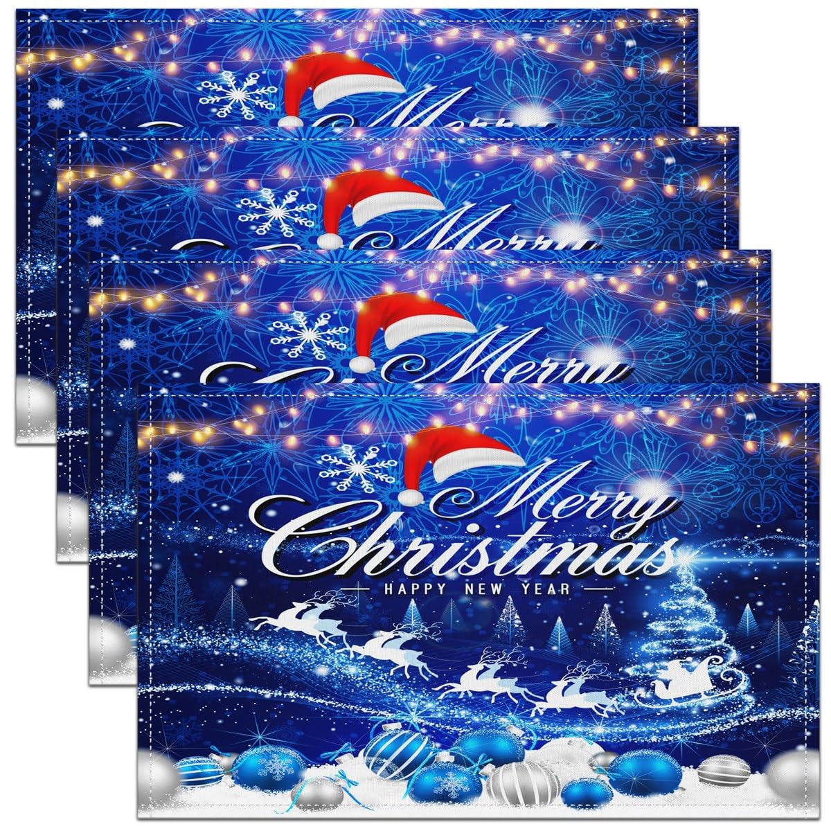 Placemat voor Kerstmis, afwasbaar, placemats winter 30 x 45 cm, rood