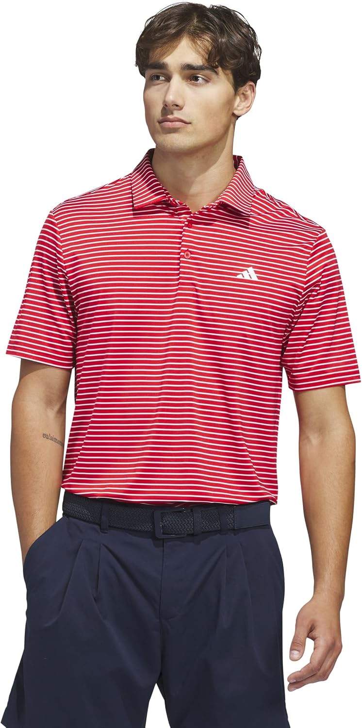 adidas Mens Performance Two-Color Stripe Polo Shirt