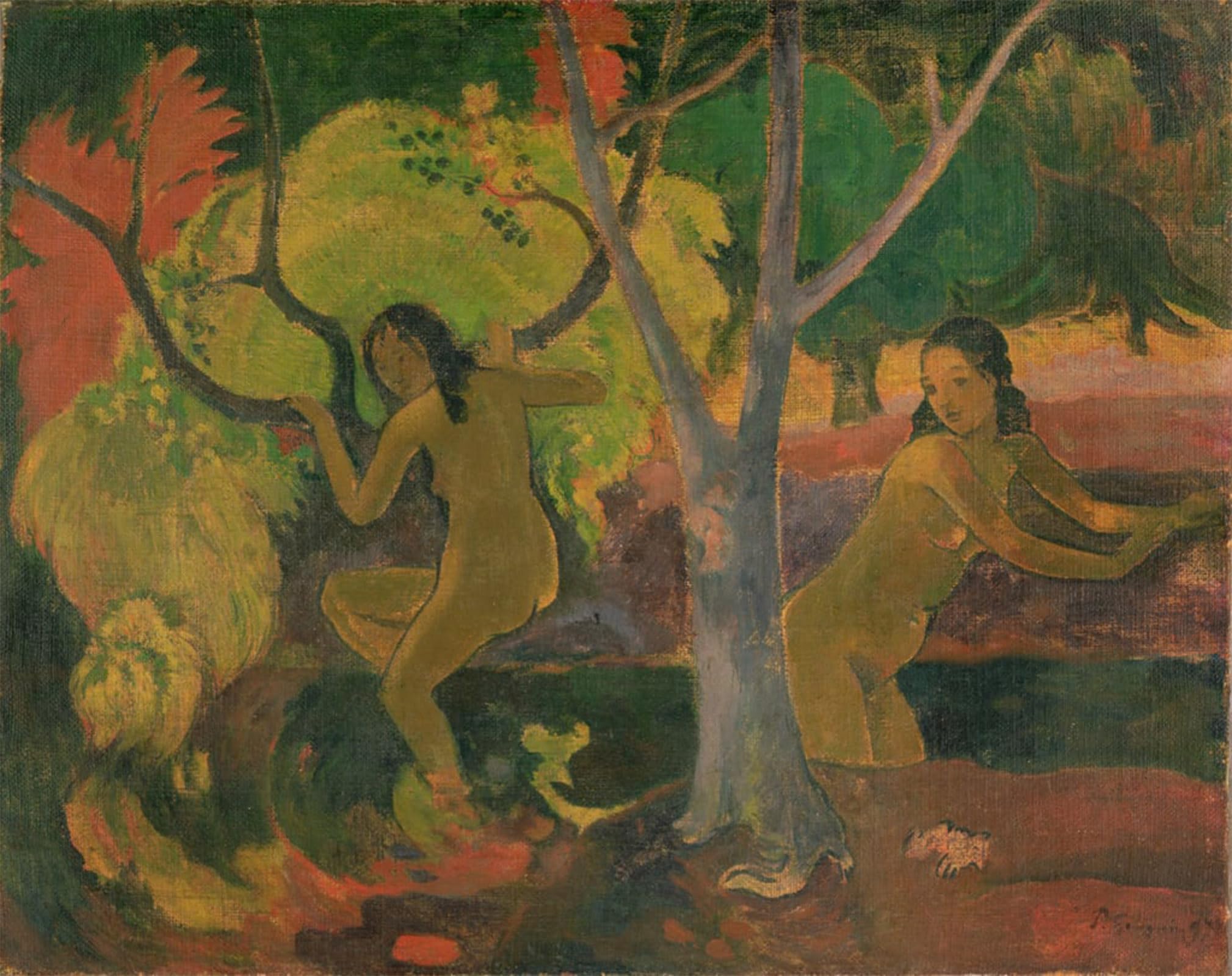 POSTERIIk Famous Modern Artwork Art Mural Bathers At Tahiti by Paul Gauguin Oil Paintings Pictures for Home Decor 60x90cm