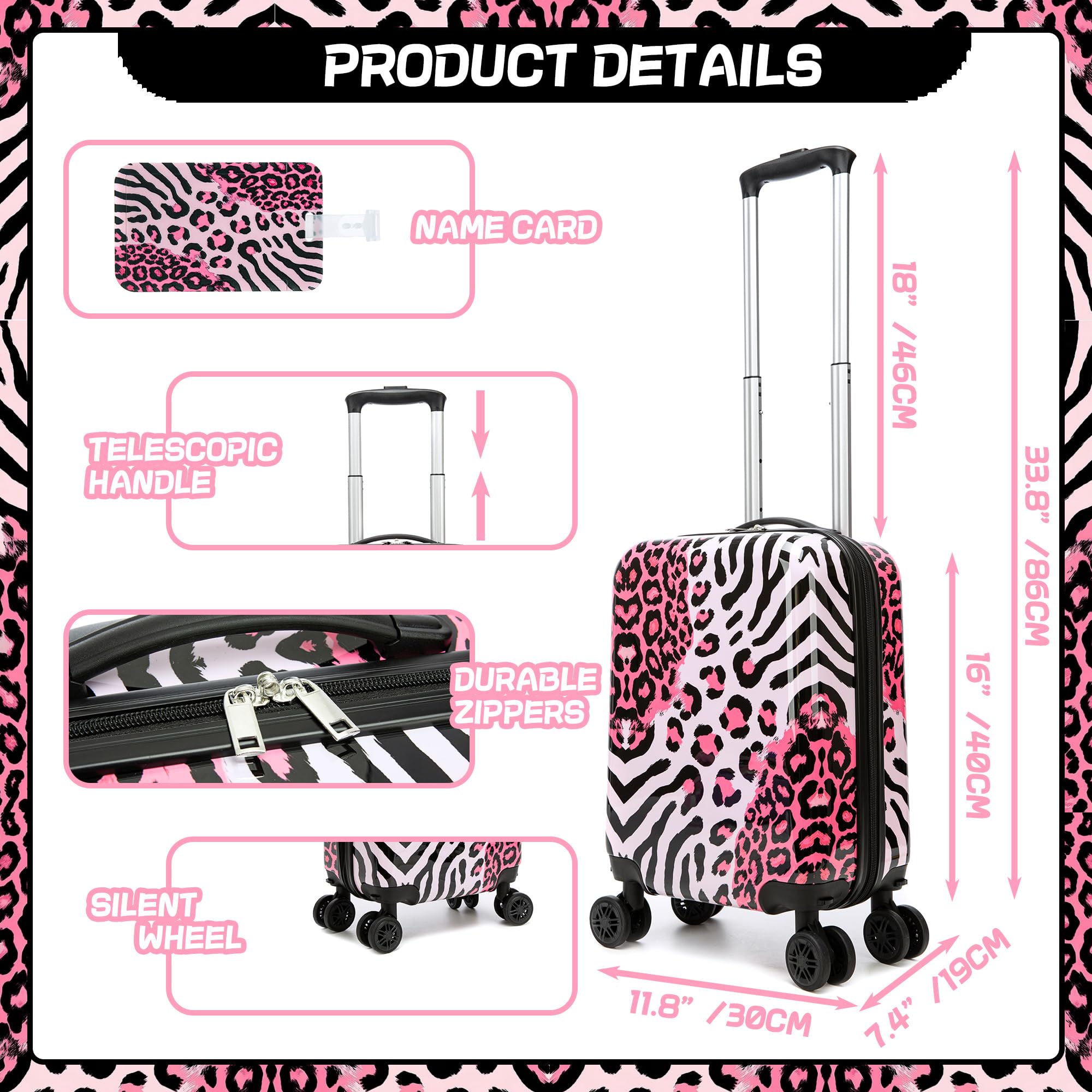 HTgroce Valigia per Bambina EasyJet Set 2 Pezzi Trolley Bagaglio a mano 4 Ruote
