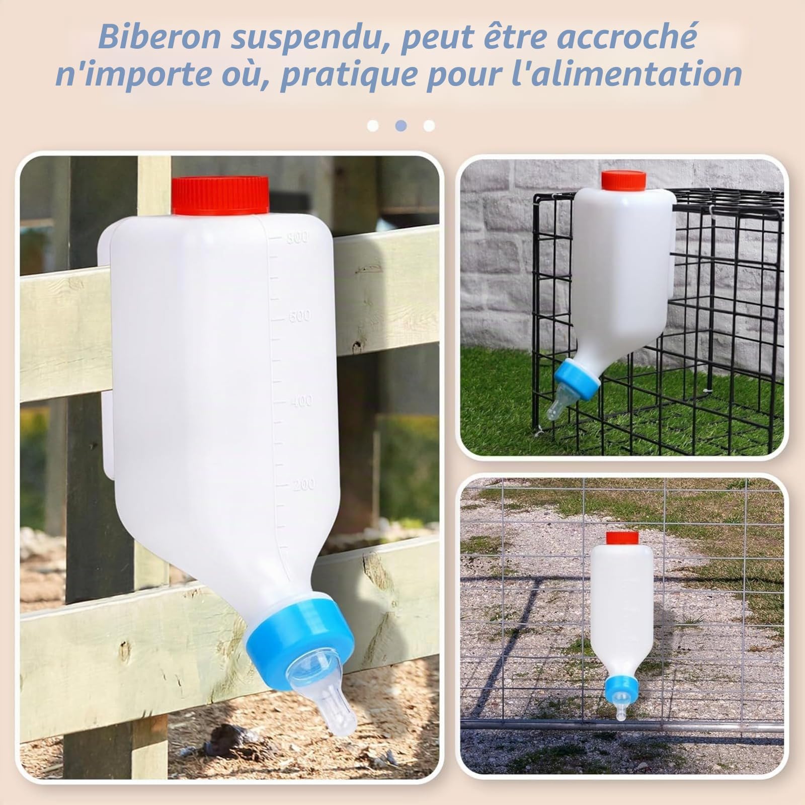 6 Pack Biberon Agneau, Biberon Chevreaux Allaitement pour Agneaux & Bébé Chèvre - Seau à Lait en Bouteille d'agneau, Bouteille de Chèvre, Bouteille de Boisson Suspendue