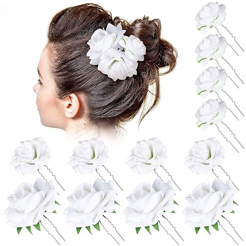 BBTO 12 pinzas para el cabello de rosas, accesorios mexicanos para bailarinas de flamenco, mujeres, flores mexicanas, clips de flores para novia,