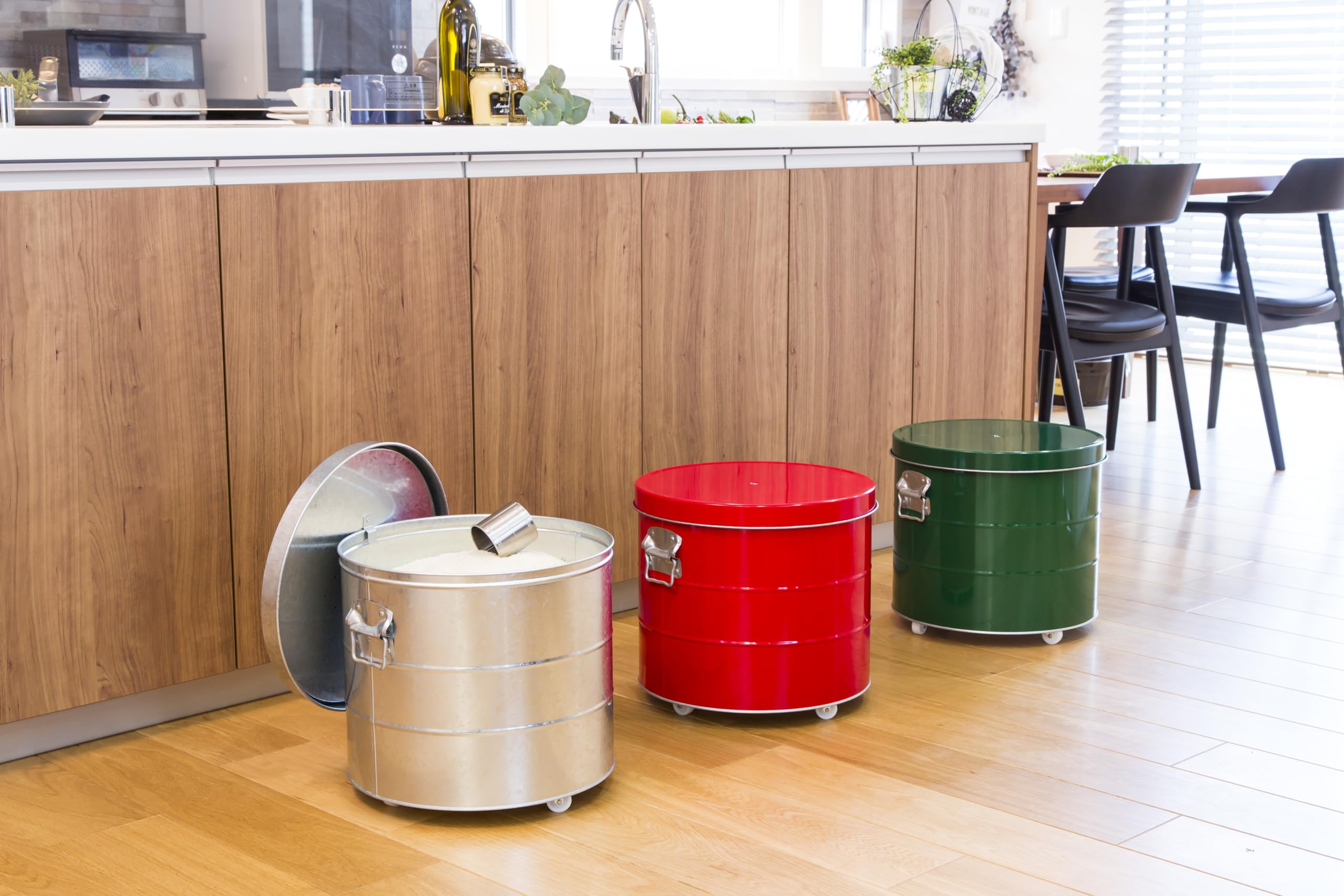 渡辺金属工業 オバケツ ライスストッカー 20kg キャスター付 シルバー