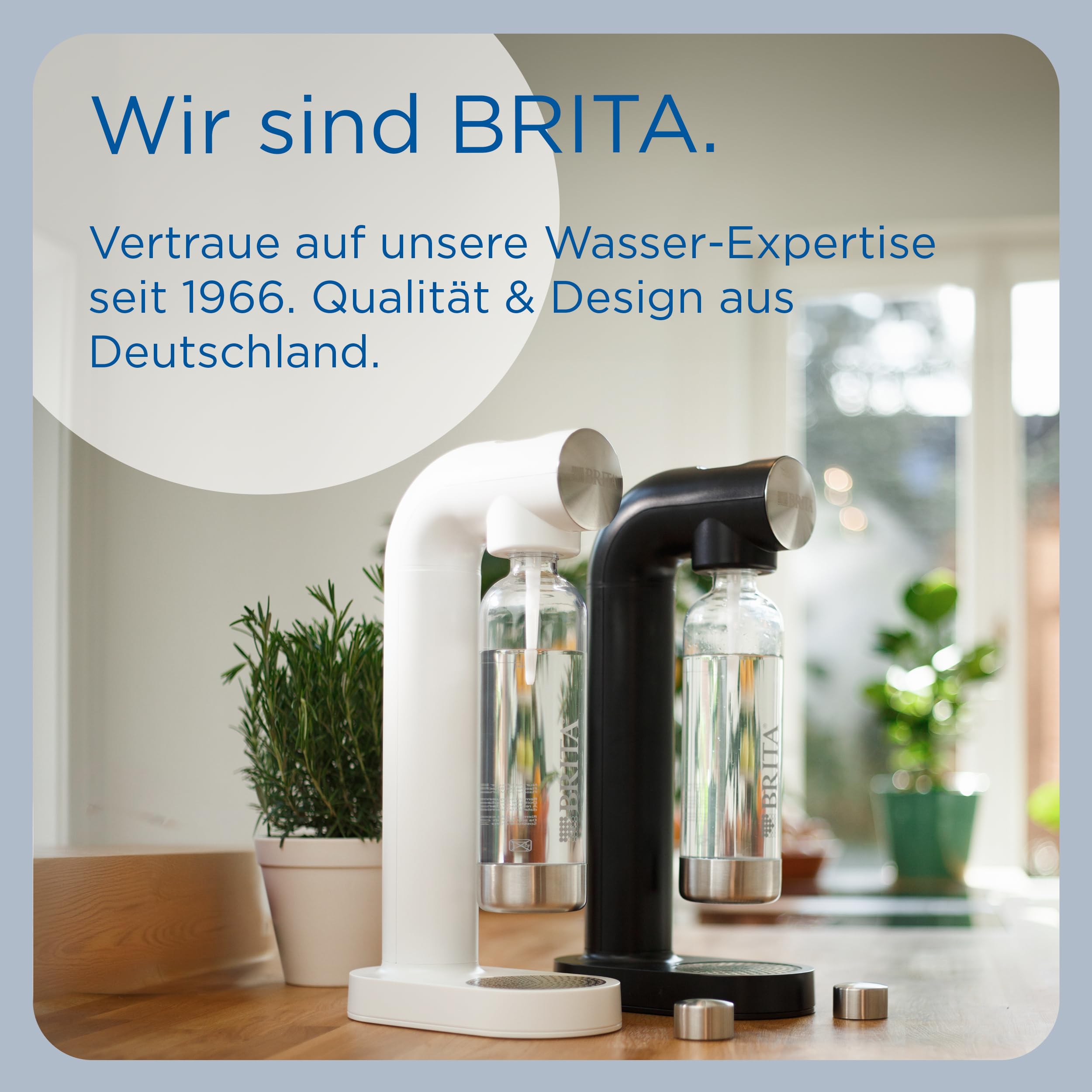 BRITA Wassersprudler sodaONE weiß inkl. CO2-Zylinder und BPA-freier PET-Flasche | Macht aus Leitungswasser prickelndes Sprudelwasser (bis zu 60l pro Zylinder)