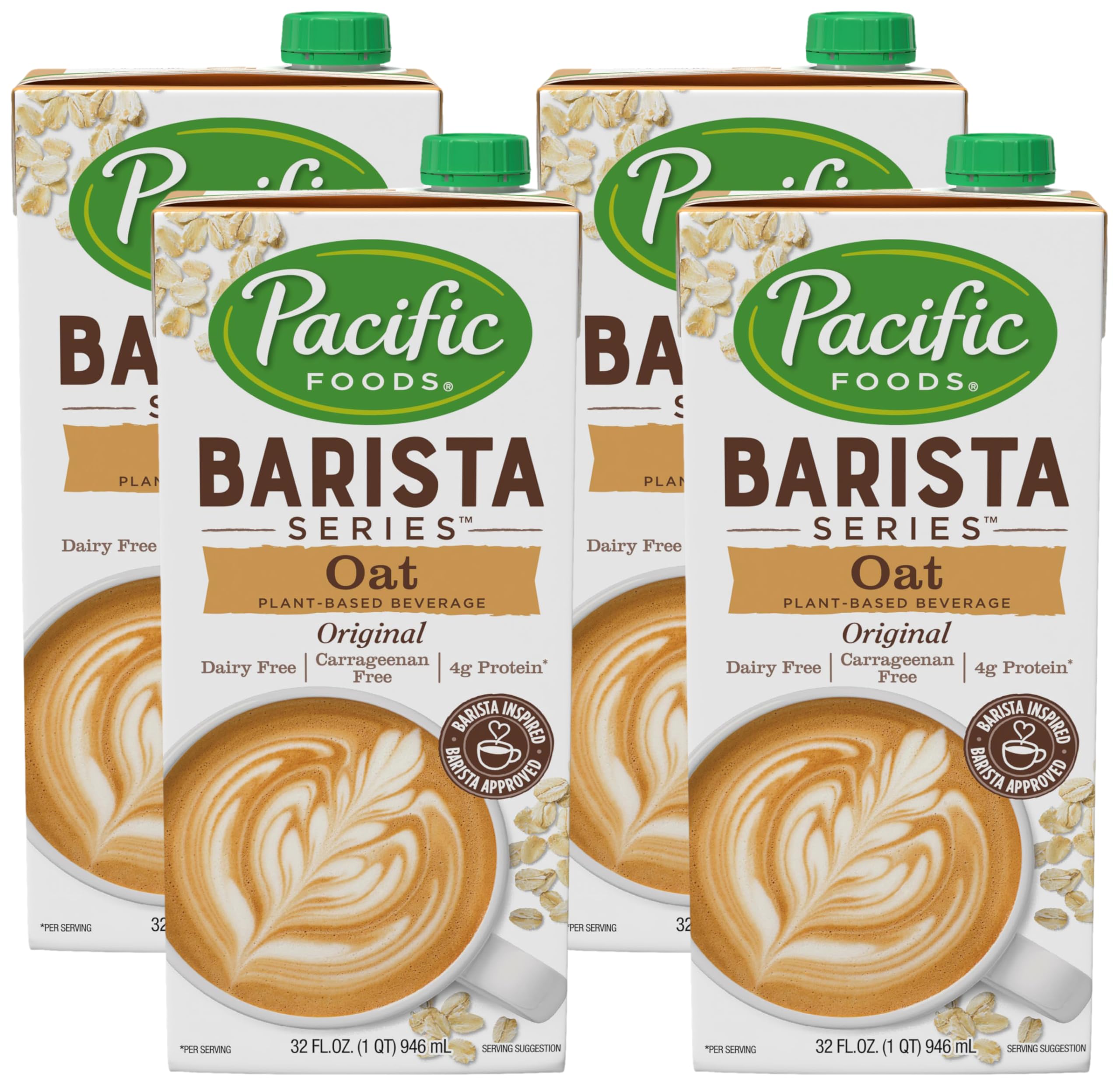 Pacific Foods Barista Series Original Oat Milk, Plant Based Milk, 32 oz Carton (Pack of 4)