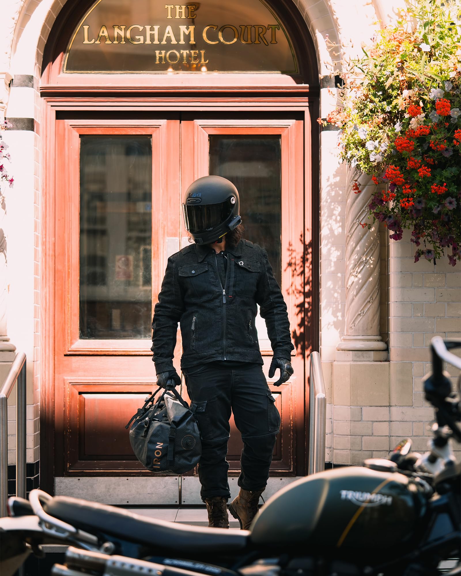 BORLENI Chaqueta Moto Hombre de Denim Chaquetas Reflectante con Bolsillos Protección CE Extraíble Transpirable para Primavera Otoño Negro L