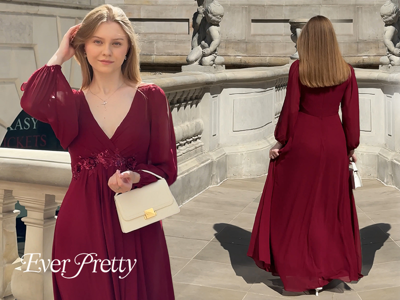 Ever-Pretty Elegante damesjurk ceremonie korte mouwen V-hals rok
