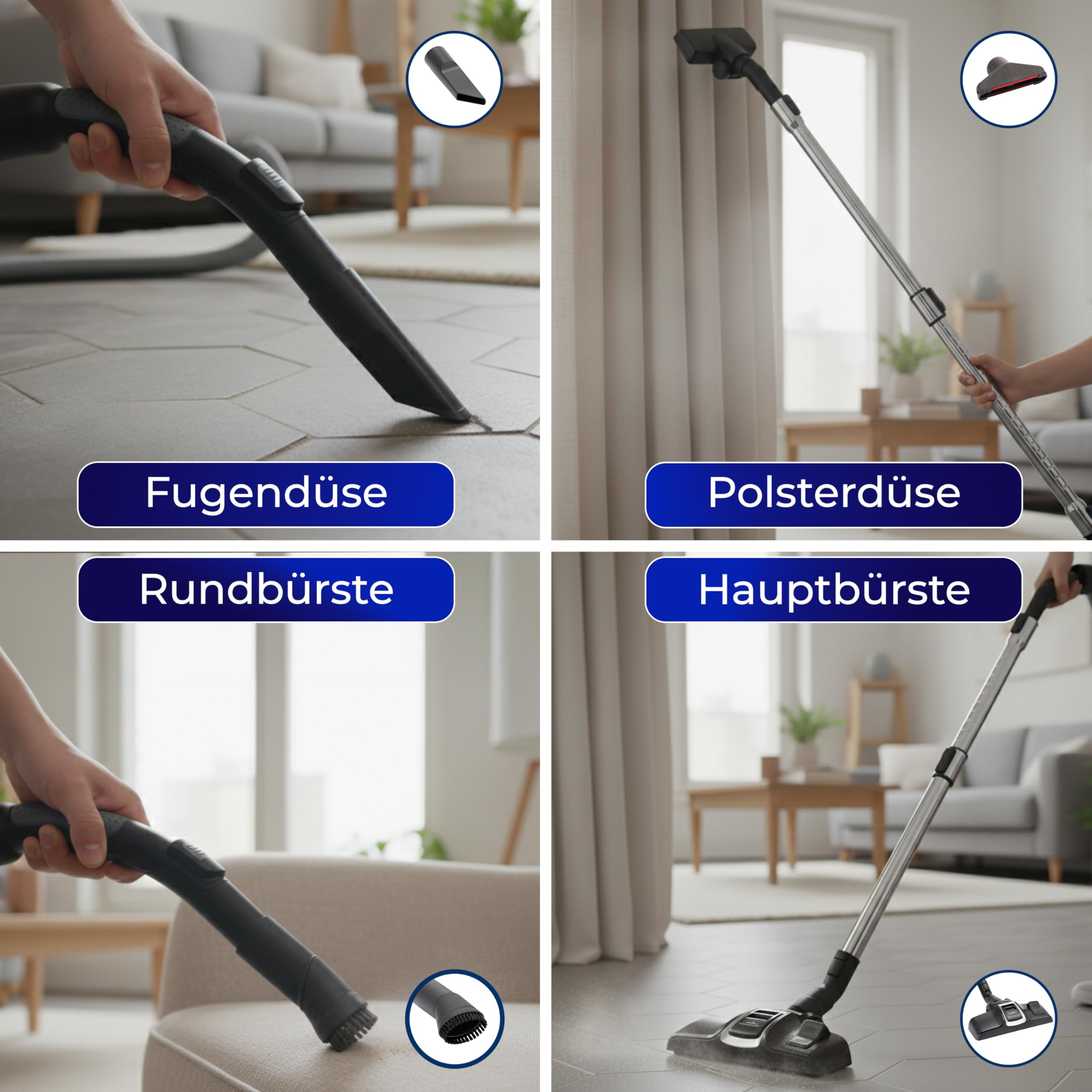 KLAMER Staubsauger beutellos mit HEPA H12 Filter gegen Tierhaare, 850 Watt | Fängt feinste Staubpartikel und Allergene zuverlässig ein. Geeignet für Hartböden, Teppiche, Polster, Treppen und Autos