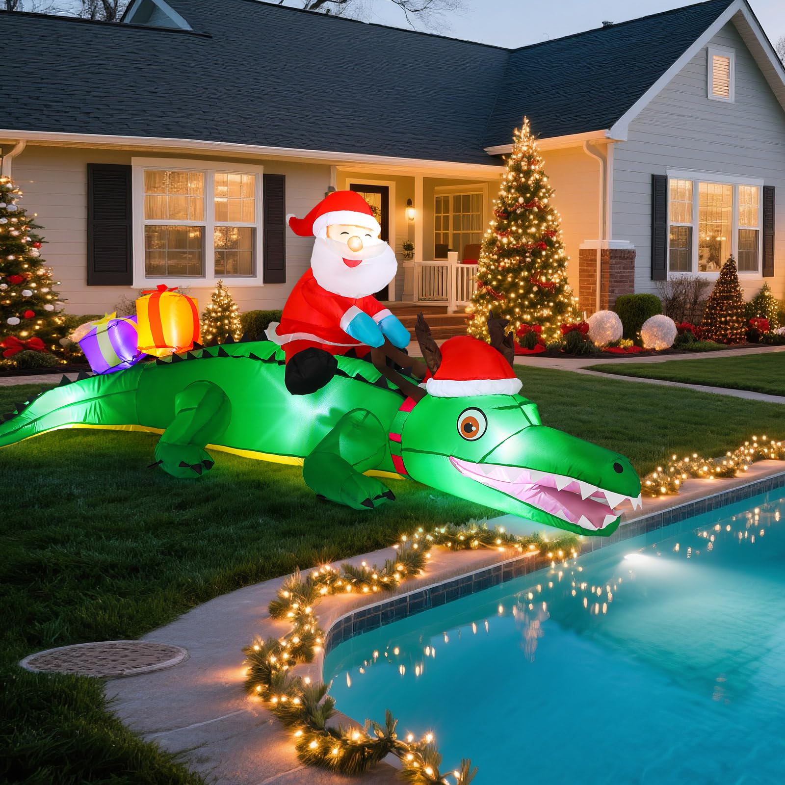 Snapklik.com : 6ft Large Christmas Inflatables Crocodile Outdoor