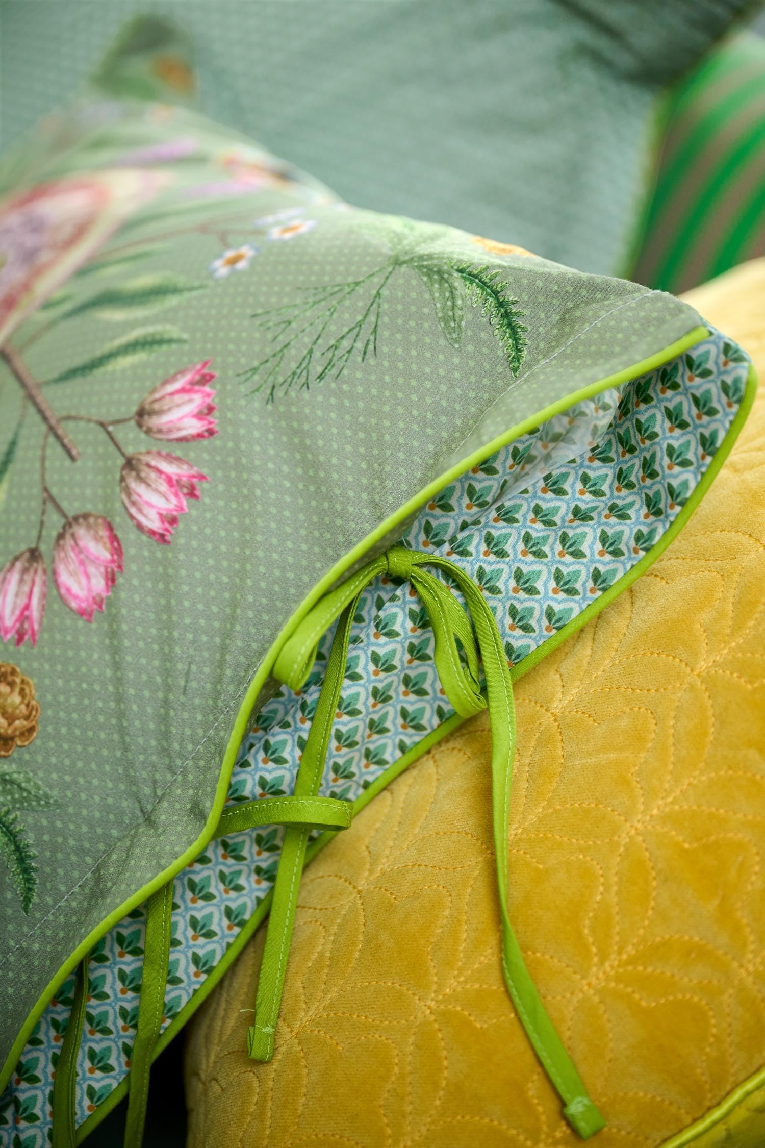 Pip Studio Bettwäsche Bamboleo Grün Perkal Blumen Blätter Wurzeln Baum Farne Tropisch, Größe:155 cm x 220 cm