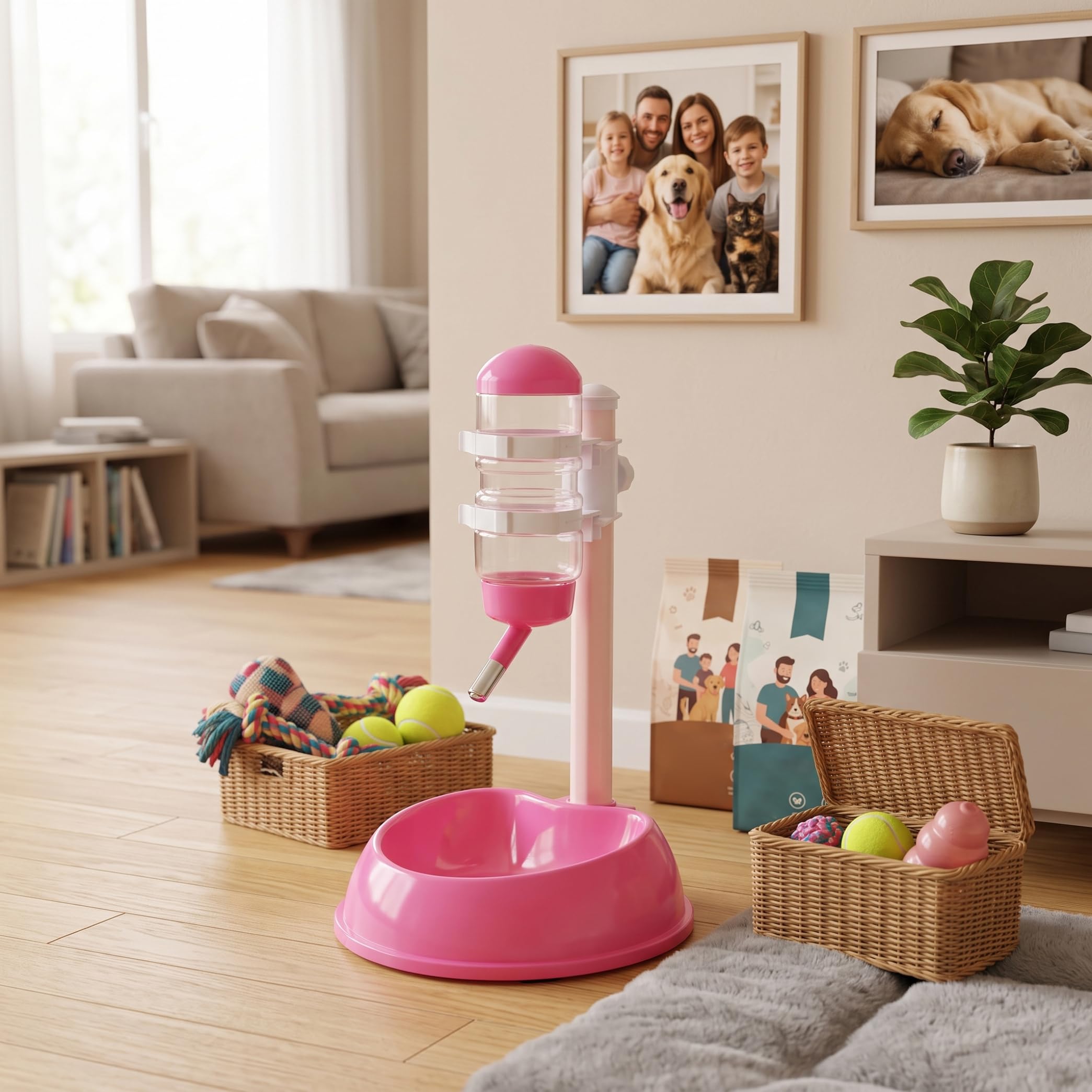 Dispenser per Bottiglie d'Acqua per Cani a Prova di perdite con Supporto, mangiatoia Portatile per Animali Domestici per Viaggi, Passeggiate, Cassa, Stile 2