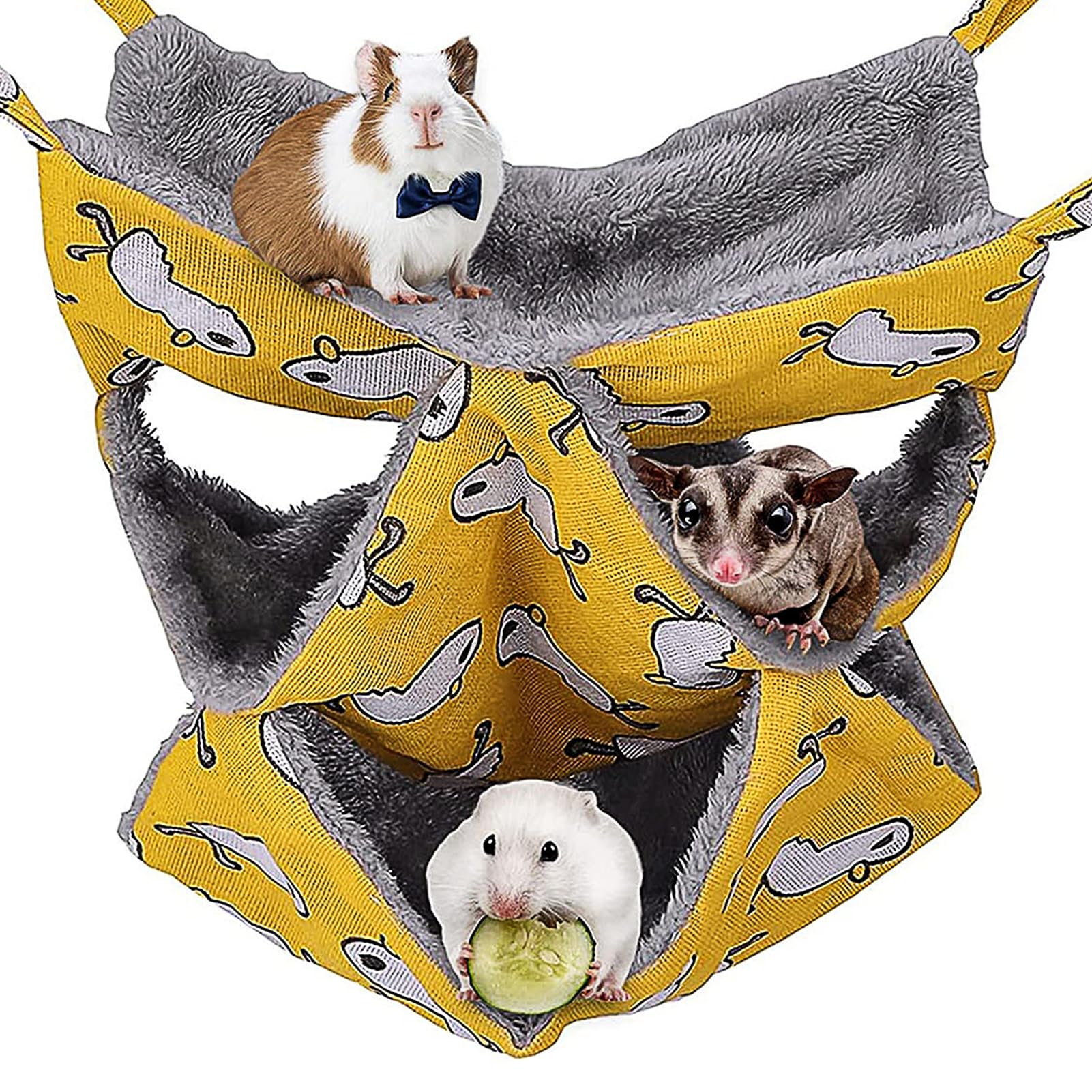 1PC Rat Pet Cage Hammock, 3-Layer Hamster Hammock, Cozy Flax Arctic Velvet Pet Cage Accessory, Suitable for Hamsters, Parrots, Chinchillas, Ferrets, Gliders, Guinea Pigs, Cats, Rabbits and More