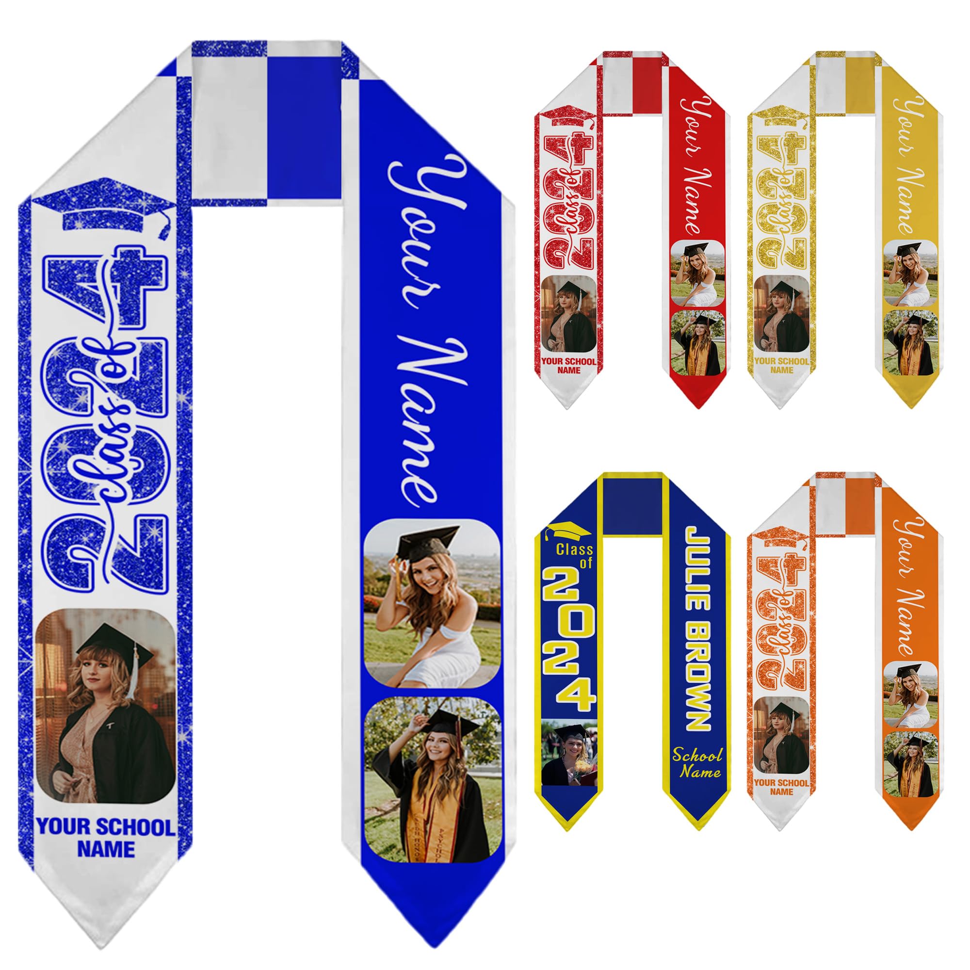 Artsadd Custom Graduation Stole Class of 2025 Personalized Photo Name School Name Graduation Stole