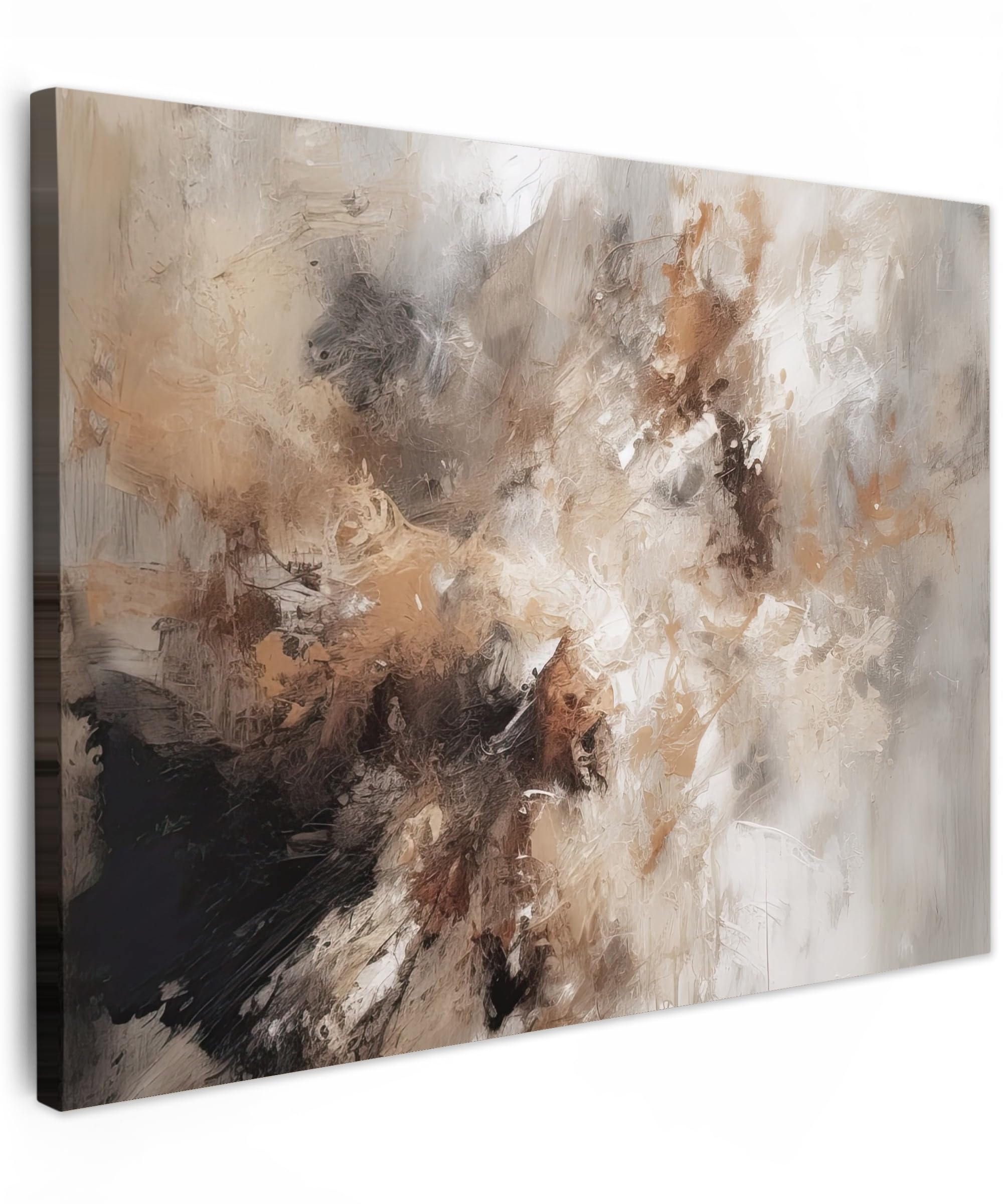 MuchoWow© Canvas Wall Art Work 31"x24" / 80x60 cm House Decoration for Living Room Home Decor Pictures Walls Paint - Abstract - Beige - Art — image 1