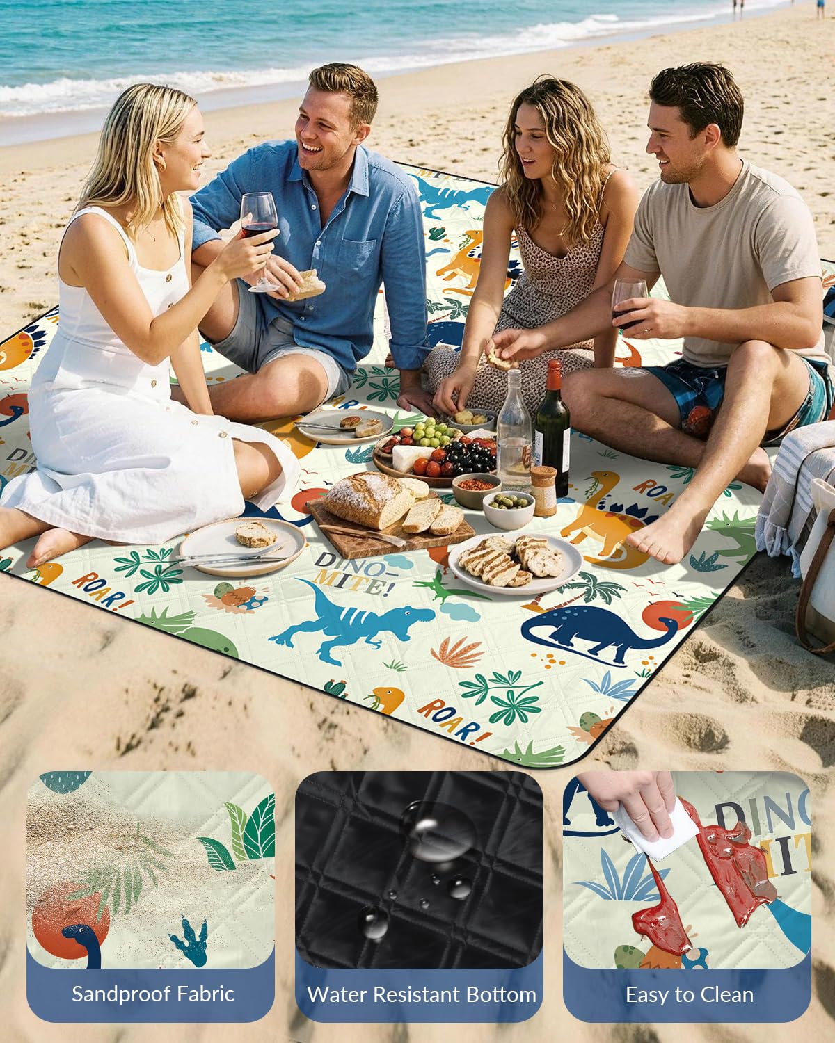 Manta de picnic impermeable de 200 x 200 cm, lavable a máquina, para familias y niños, grande, acolchada, alfombra de picnic al aire libre, a prueba de arena, para camping, playa, jardín