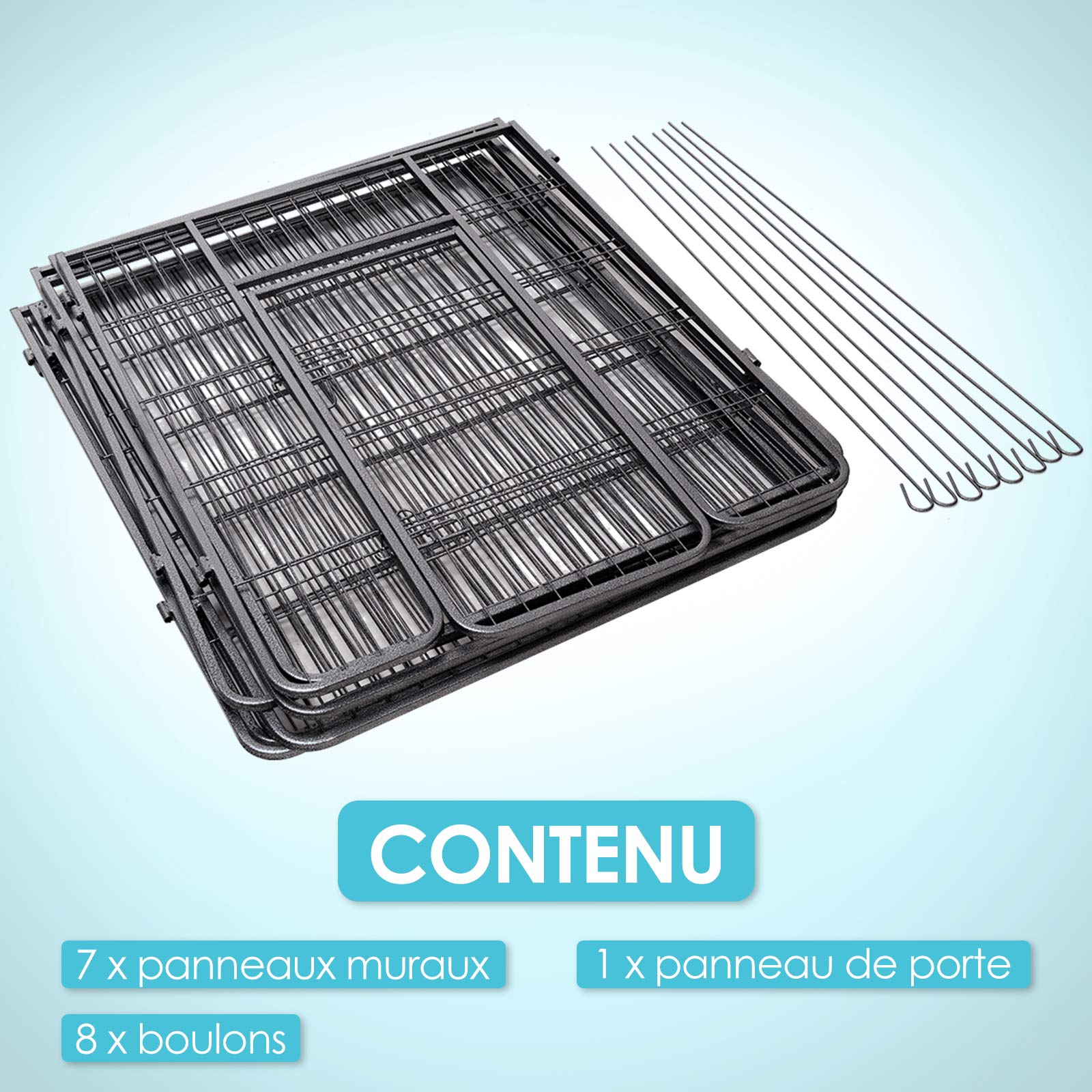 GOPLUS Parque/Valla para Animales de Metal, Parque Plegable con 8 Paneles, Diferentes Formas, Puerta de Doble Bloqueo, Valla para Interior y Exterior, Altura 100 cm, para Perro, Gato, Conejo