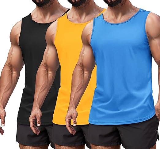 COOFANDY Men's Workout Tank Top 3 Pack Quck Dry Sleeveless Gym Muscle Shirts Summer Swim Beach Tops