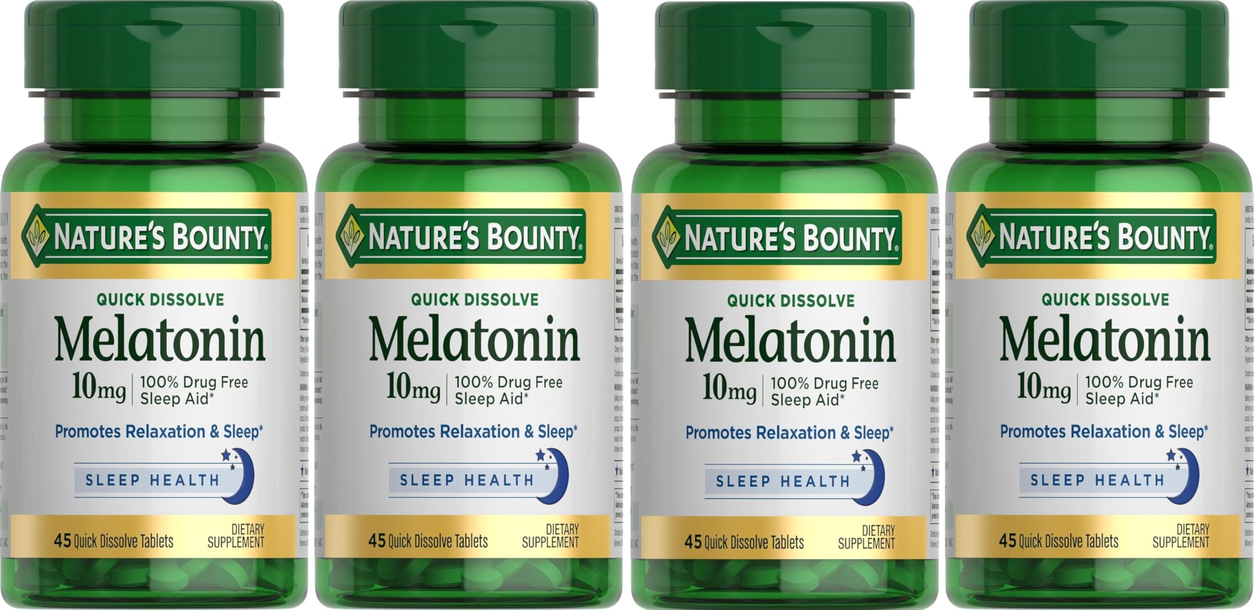 Nature's Bounty Melatonin 10 mg Quick Dissolve Tablets 45 ea (Pack of 4)