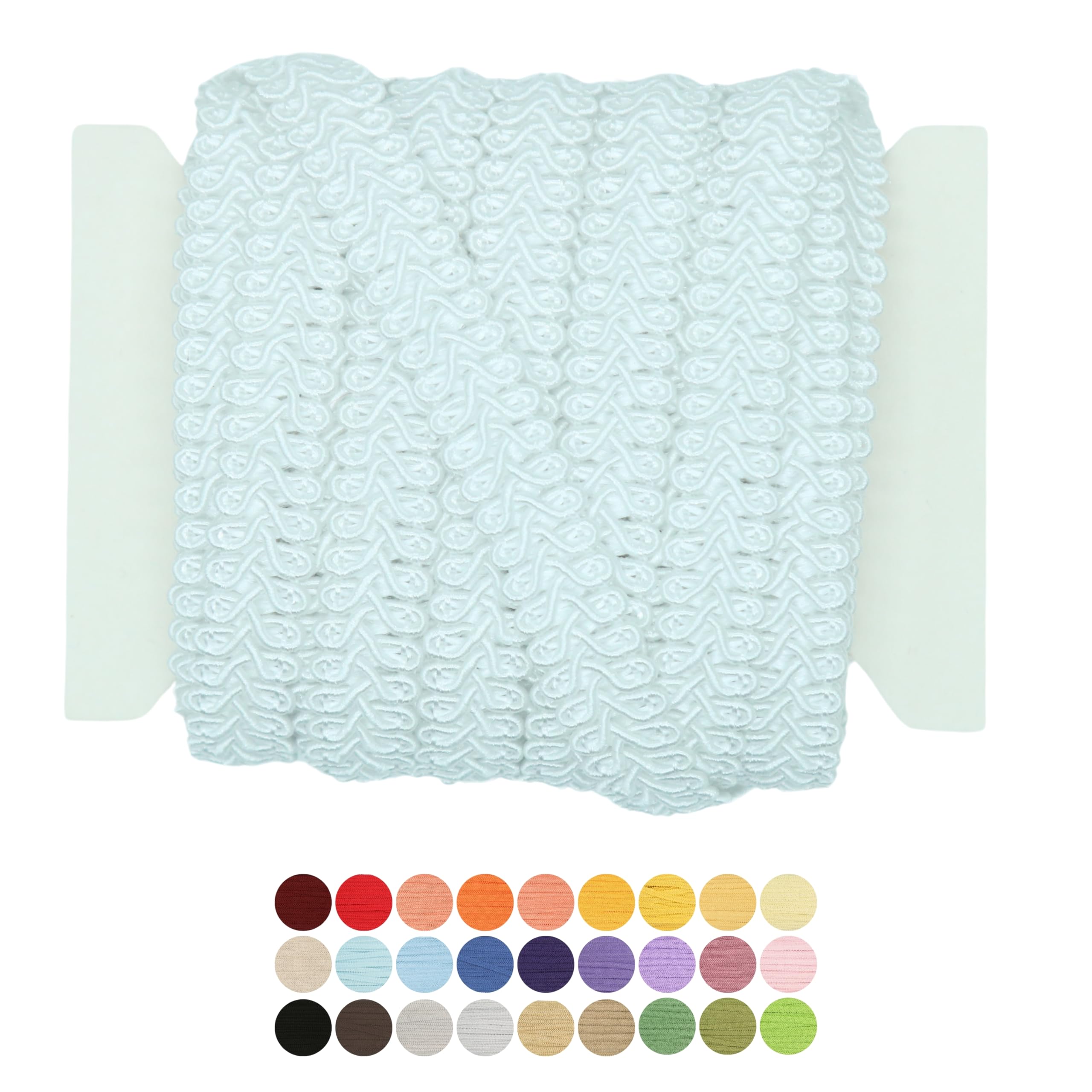 White Gimp Braid Trim - 10 Yards - 31+ Colors - Upholstery lace Braided Gimp Cord Trim Scroll Braid Trim for Costumes Home Decor Upholstery Craft Sewing DIY GT27870