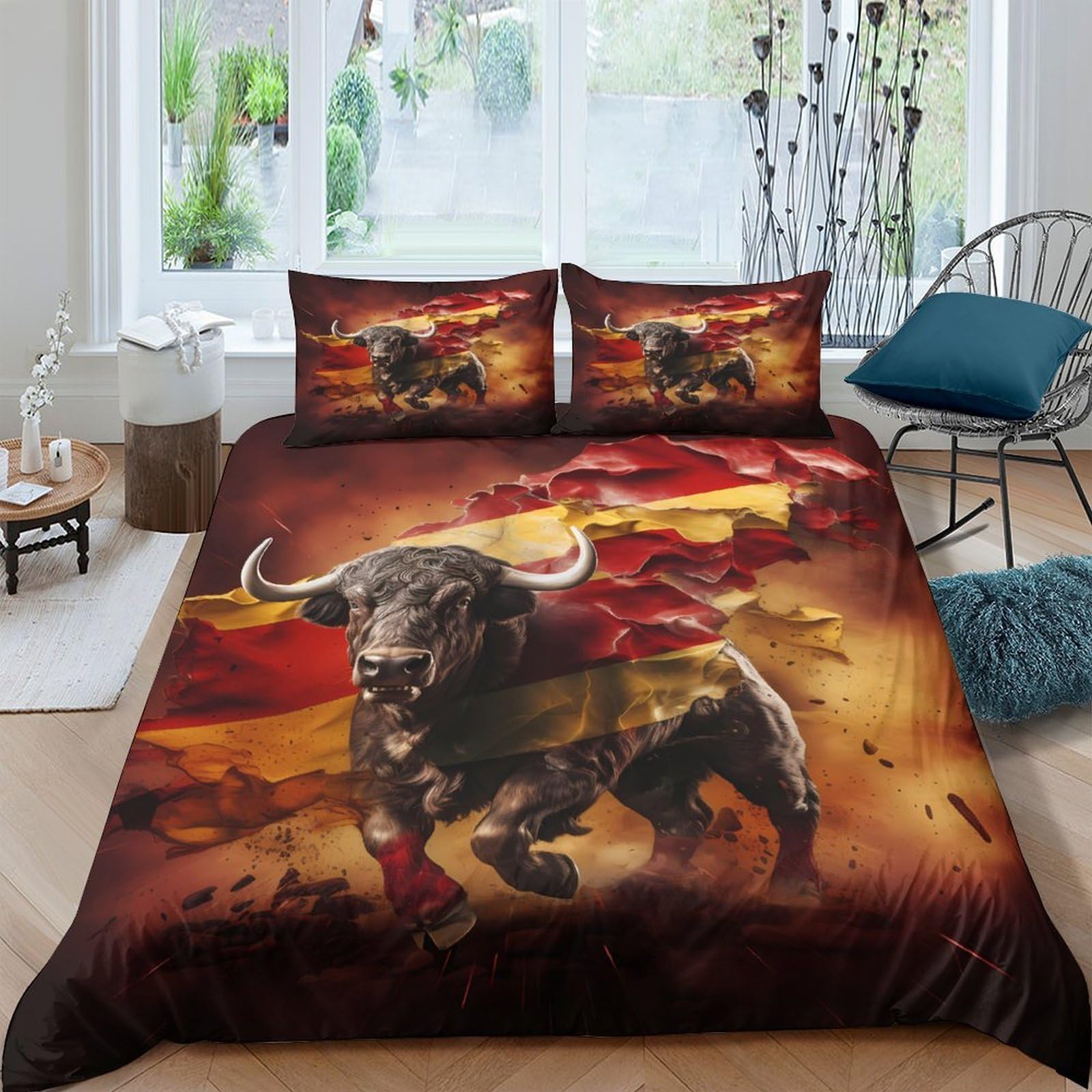 Ctjqhvkz Style-7 3D Printed Spanish Bull Fitted Sheet Microfiber Soft Mattress Cover For Bedroom Dorm Artistic Animal Decor Single（135X200cm）