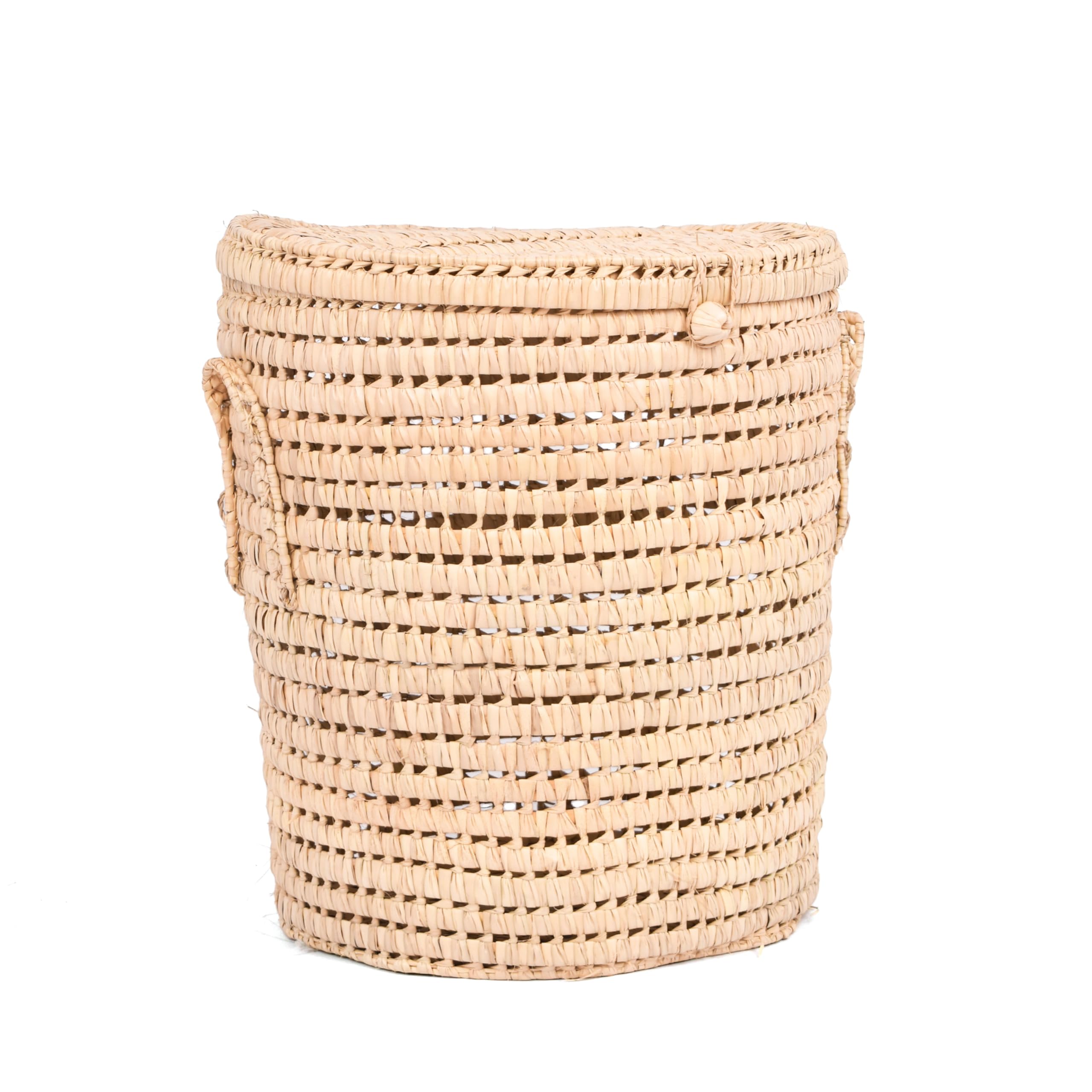 Moroccan Laundry Hamper With Lid, Decorative Round Wicker Storage Basket - Woven Boho Basket For Bedroom Decor Aesthetic, Blanket Storage Basket In Living Room, Woven Baskets For Storage! (X-Large)