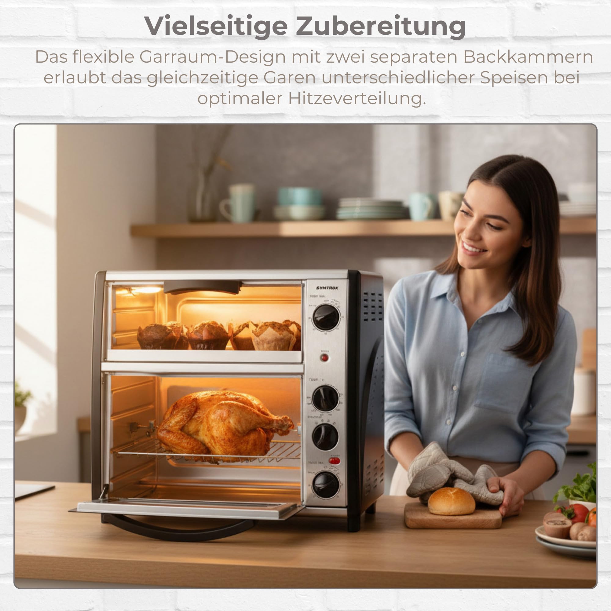 Syntrox Germany 42 Liter Edelstahl Doppel Backofen mit Barbecue