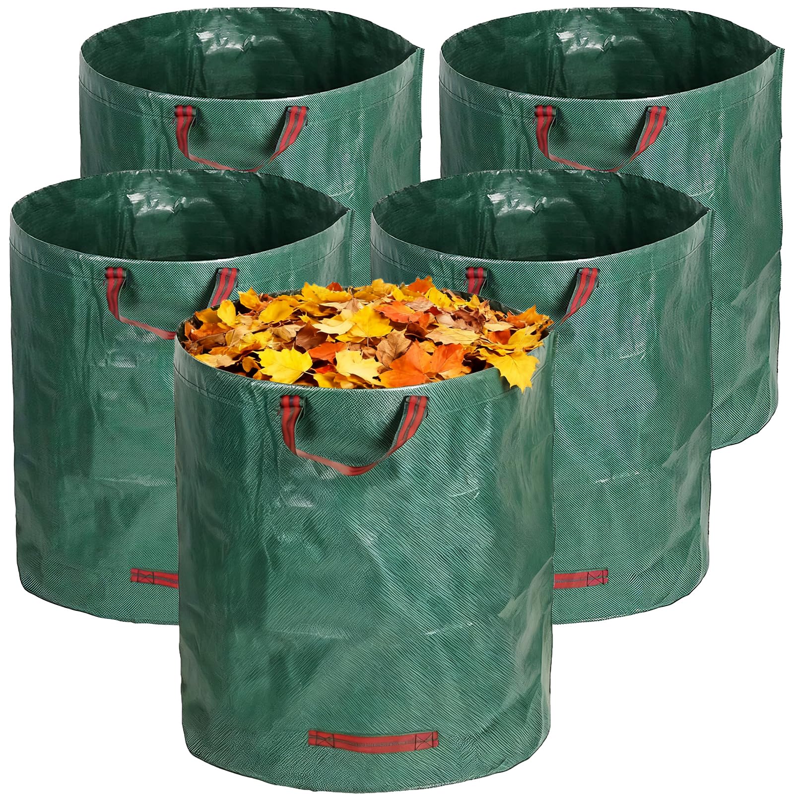 YUENPUN 5 Packs 72 Gallon Reusable Yard Waste Bags, Leaf Collection Bags with Handles, Heavy Duty Camping Garden Waste Bags for Debris Leaves Grass