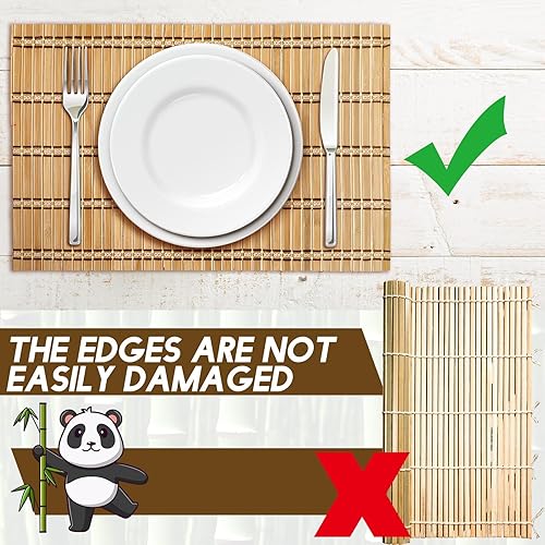 Miniatura 5 de Bencailor Juego de 8 manteles individuales antideslizantes y resistentes al calor, de estilo rústico, lavable y natural para comedor, restaurante,