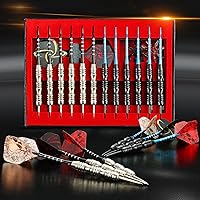 Vista 4 de Steel Tip Darts 12 Pack Set with Nonslip Iron Barrel Aluminum Dart Shafts and Flights Darts Sharpener an Gift Box