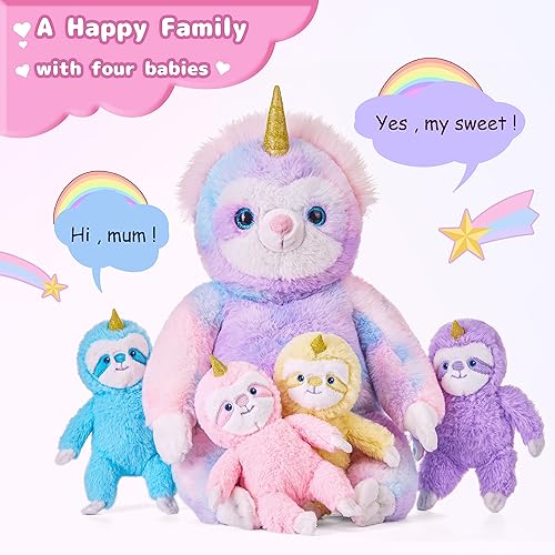 Miniatura 2 de IKASA Mommy Sloth - Animal de peluche para mamá y bebé, lindo juego familiar de 20 pulgadas, suave, pequeño, esponjoso, juguete familiar con