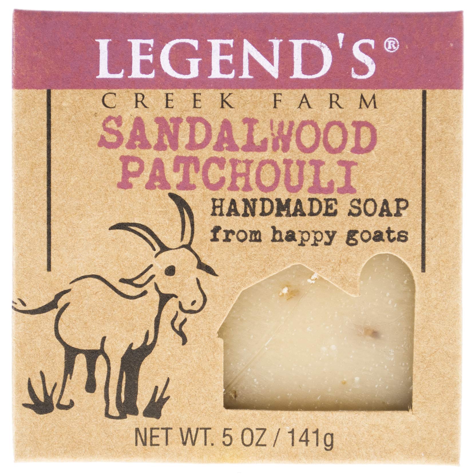 Legend's Creek Farm Goat Milk Soap - Cleansing Moisturizing Bar for Hands and Body - 5 Oz Creamy Lather, Nourishing, Gentle Natural Soap for Sensitive Skin (Sandalwood Patchouli, Pack of 1)