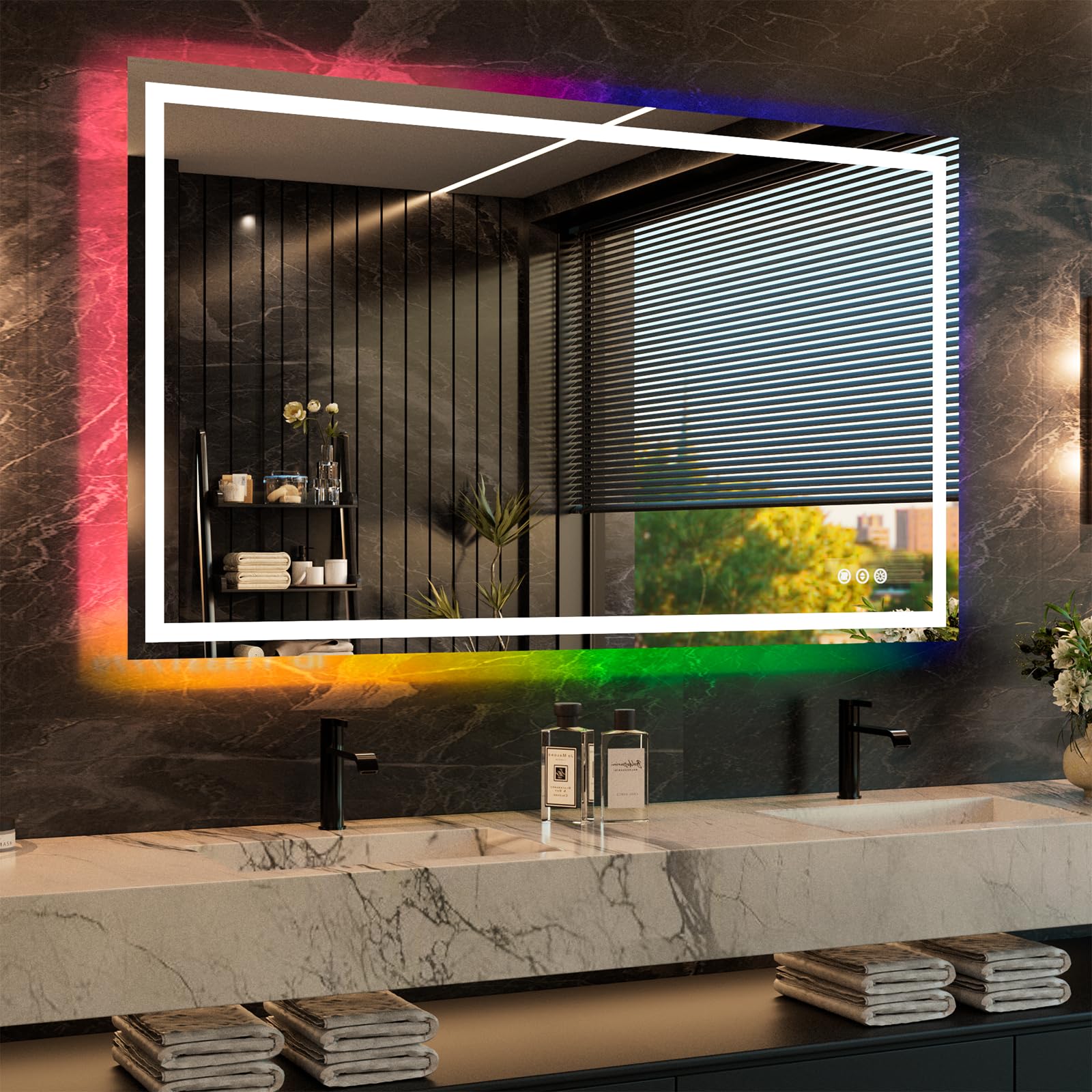 WTTY 60"x36" RGB LED Bathroom Mirror with Light