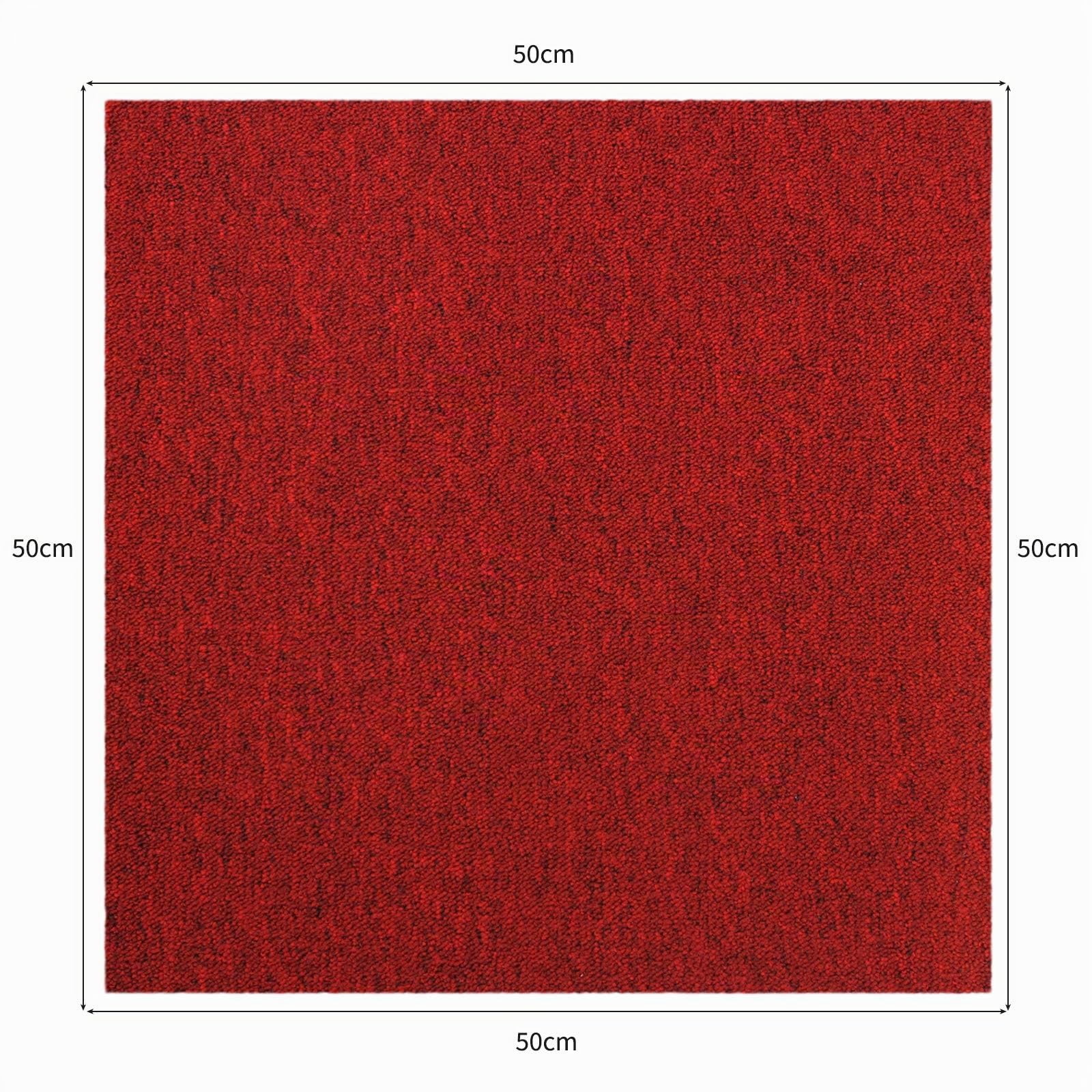 MonsterShop 20 Stück Teppichfliesen Bodenfliesen Teppich Teppichplatten selbstliegend 50 x 50 cm5 m² in Rot