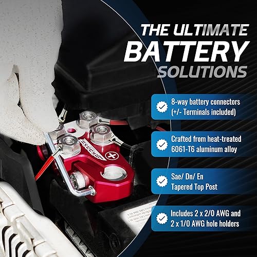 Miniatura 3 de Kaas Conector de terminal de batería de plomo ácido de 8 vías, juego positivo y negativo, adaptador de poste de batería para poste superior cónico