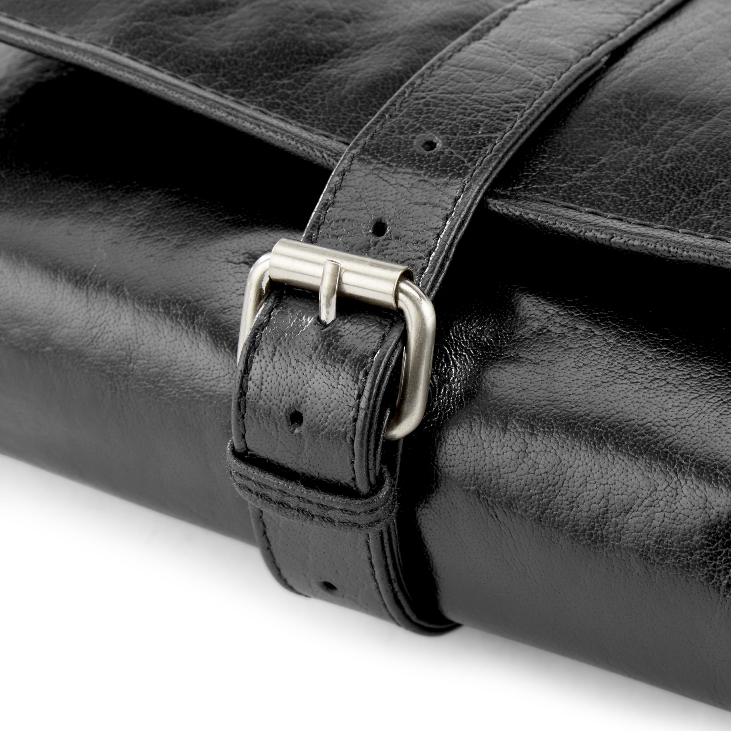 Lucleon by Trendhim - Neceser colgante de piel para hombre, espacioso neceser de piel auténtica con acabado de anilina y forro de algodón, gancho para colgar, elegante diseño danés para viajes, Black