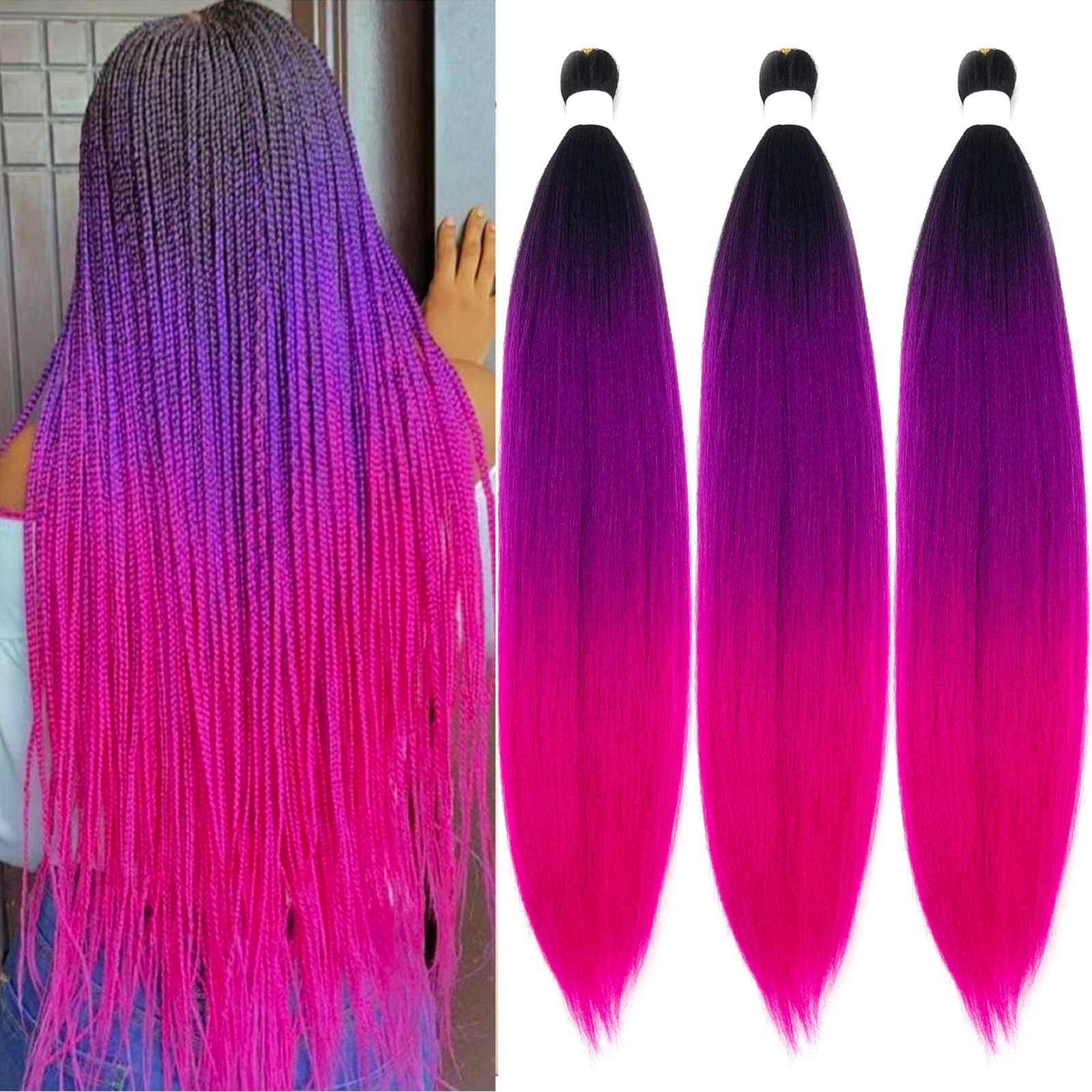 Amazon.com : Ai Yuchen Pre Stretched Braiding Hair Black  display picture 2