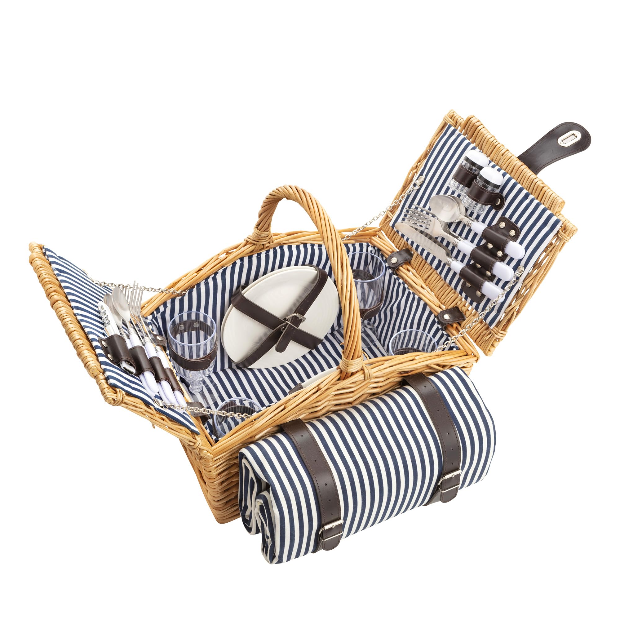 Dutch Mountains Panier Pique-Nique pour 4 Personnes Deluxe - Sac Pique Nique 24 pièces avec Couverture