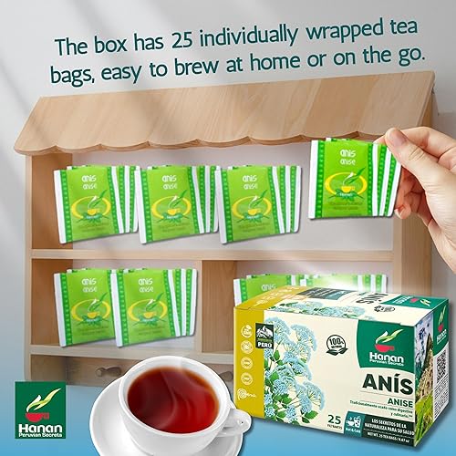 Miniatura 5 de Hanan Anís Tea 25 Bolsitas de té de hierbas - Te de Anis Natural para la Salud Digestiva, Anís Seco Hierbas Anís Planta y Hojas para Té de Hierbas