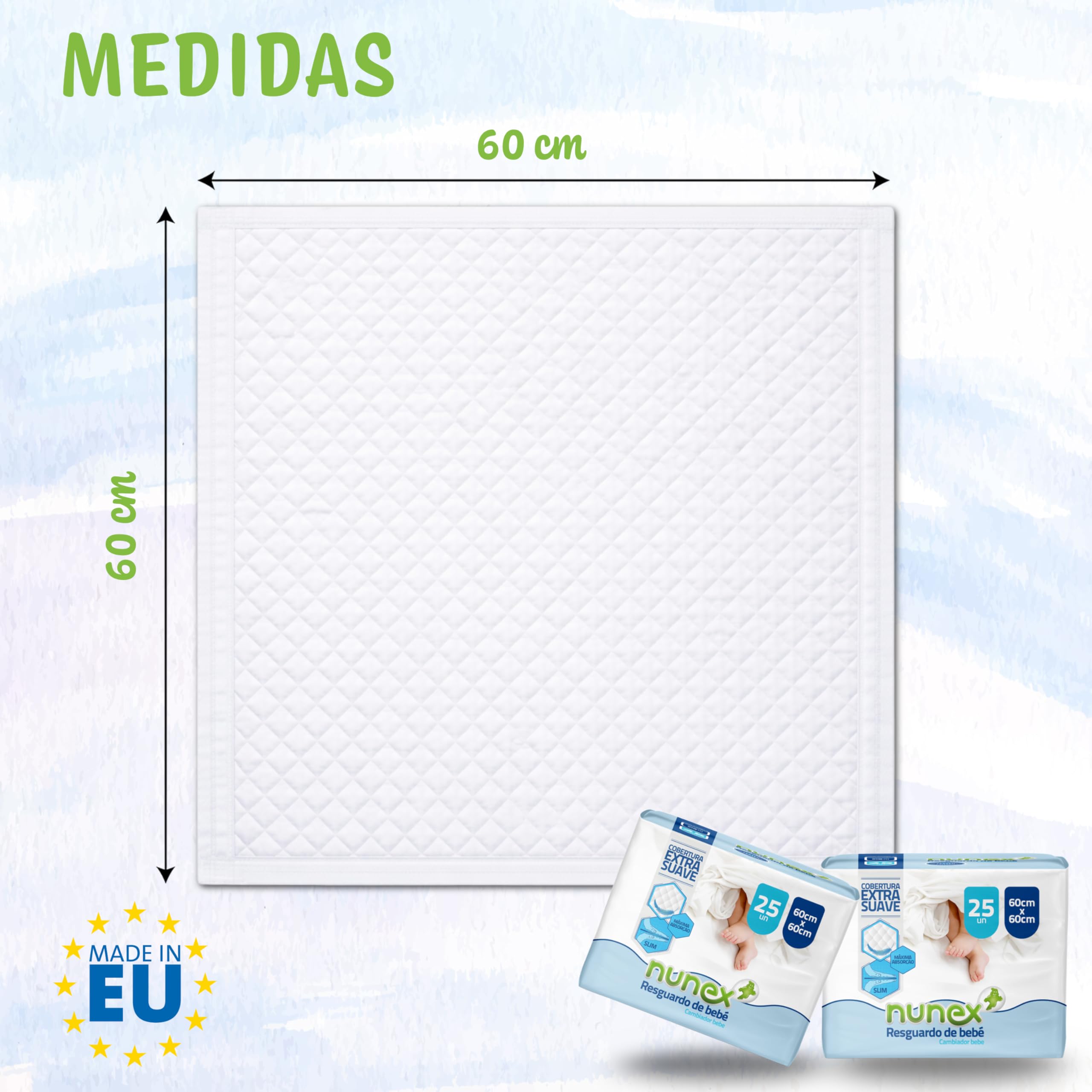 Cambiador Desechable Bebé 60x60 cm | 100 Unidades, 4 Paquetes | Cambiador Bebé, Empapadores Bebé Absorbente