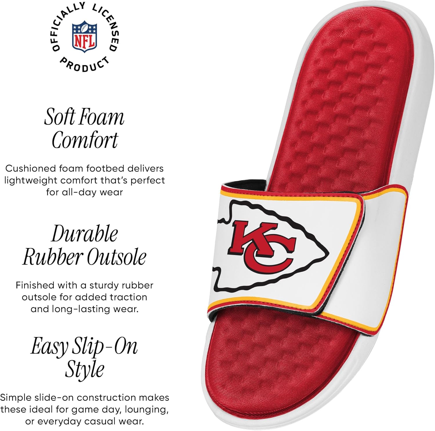 FOCO Kansas City Chiefs NFL Team Color Foam Slide - XL