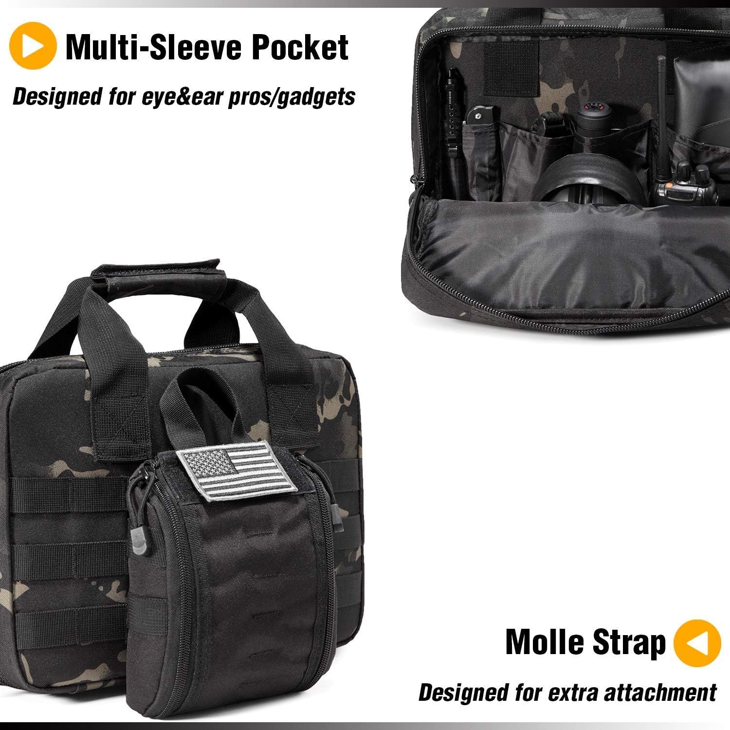DBTAC Concealed Carry Sling Bag Small (Black Camo) + Range Bag XS Size (Black Camo), Lockable Zipper, Durable Material, Compact Design