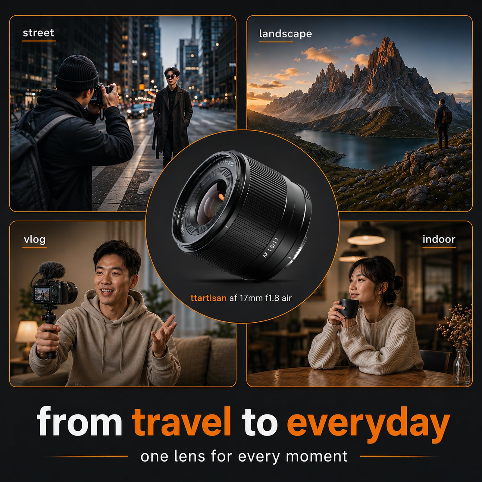 TTARTISAN 17mm F1.8 Automático Objetivos Montura XF para Fuji Objetivos Gran Angular Gran Apertura para Cámaras APS-C Lens Compactos Diafragma 6 Láminas Ideales para Fuji X-H1 X-H2 X-H2s X-T1 X-T2