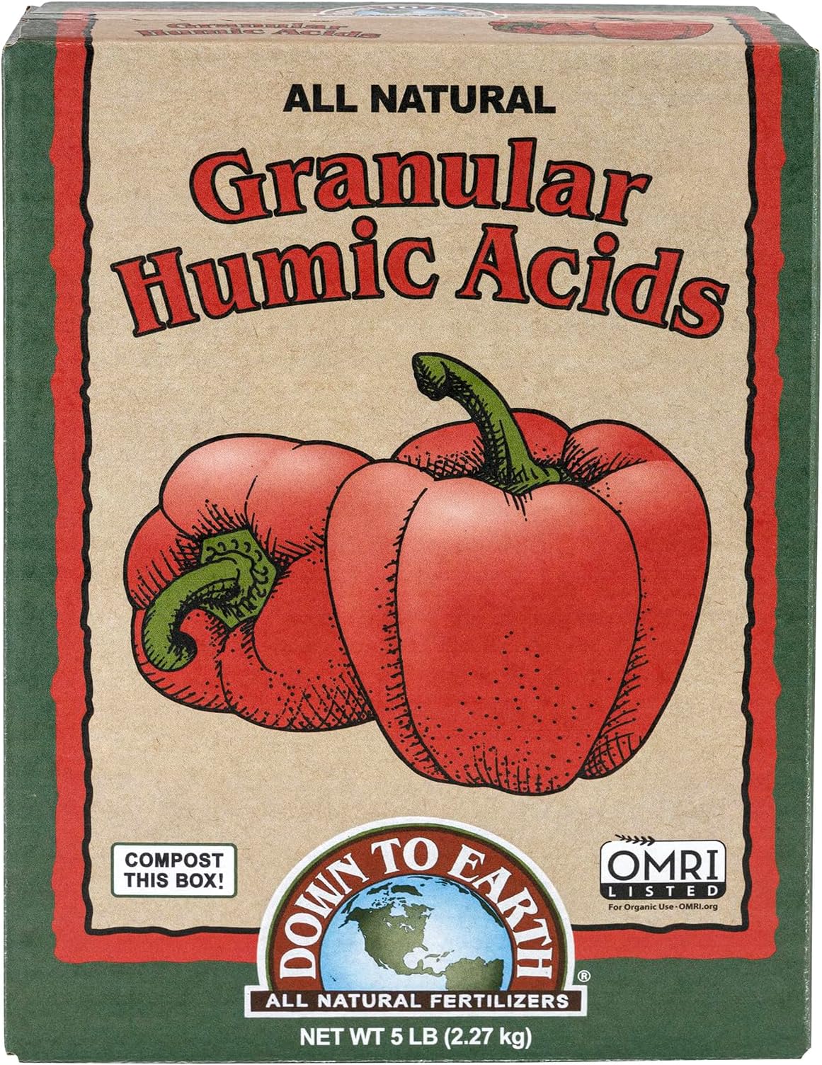 Down To Earth All Natural Fertilizers Organic Granular Humic Acids - Soil Amendment Adds Carbon, Increases Nutrient Uptake, 5 lb